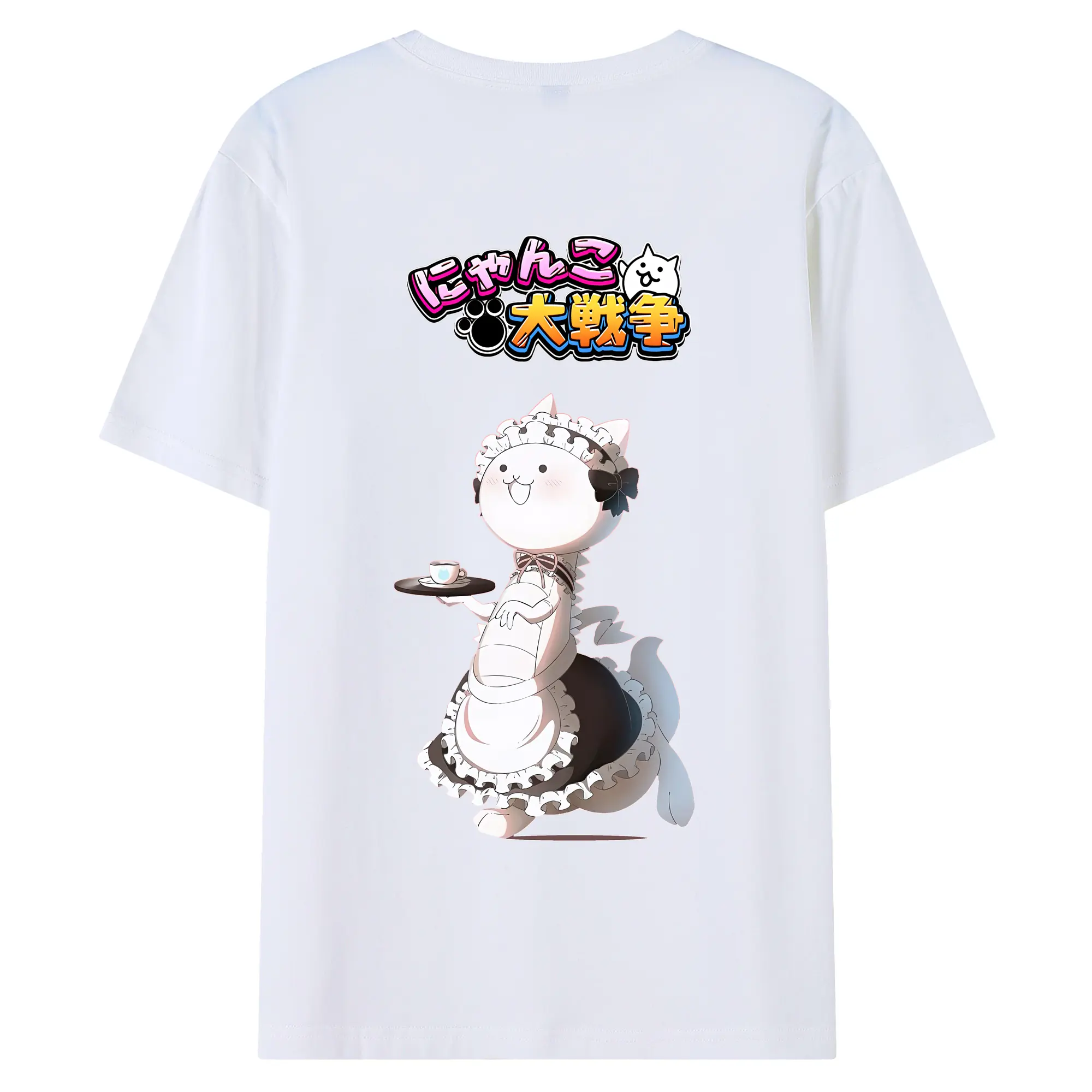 にゃんこ大戦争 グッズ - 綿100％ 半袖Tシャツ ・ バックプリント ・ 快適 通気性 ・ 日常使い 散歩 スポーツ用