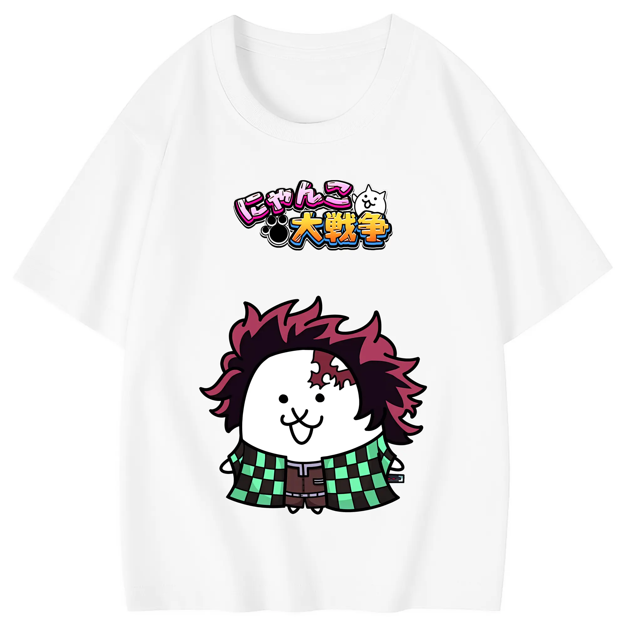 にゃんこ大戦争 グッズ - 綿100％ キッズTシャツ ・ フロントプリント ・ 快適 通気性 ・ スポーツ カジュアル 散歩用