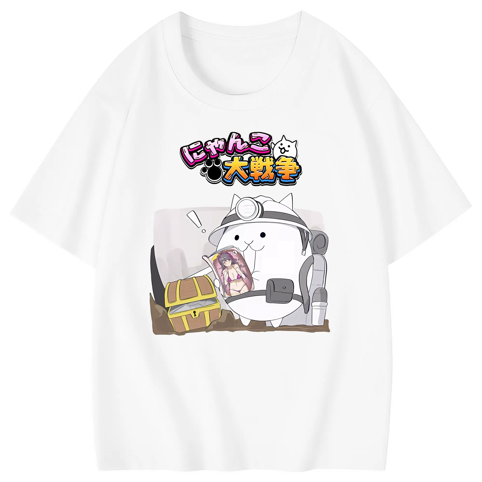 にゃんこ大戦争 グッズ - 綿100％ キッズTシャツ ・ フロントプリント ・ 快適 通気性 ・ スポーツ カジュアル 散歩用