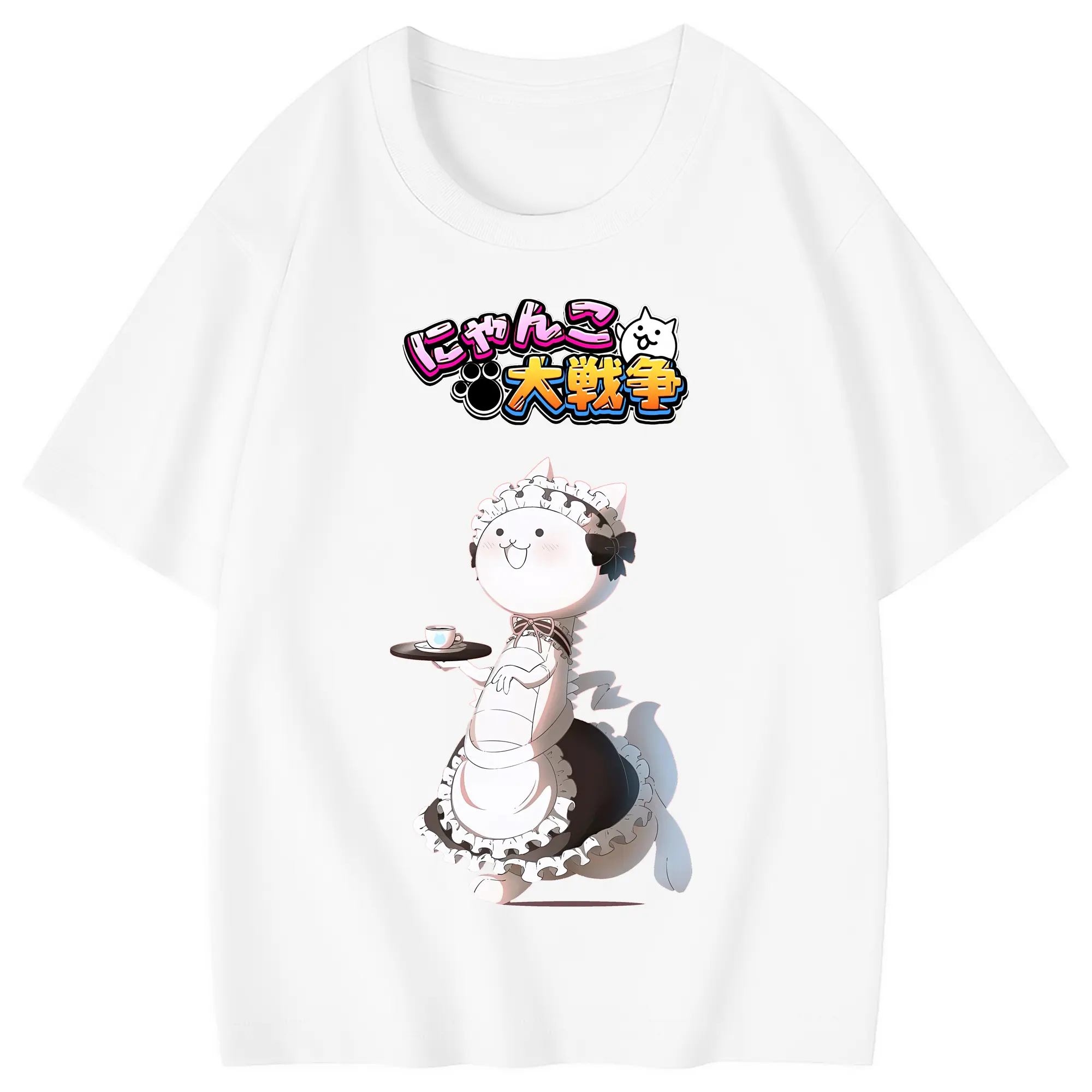にゃんこ大戦争 グッズ - 綿100％ キッズTシャツ ・ フロントプリント ・ 快適 通気性 ・ スポーツ カジュアル 散歩用