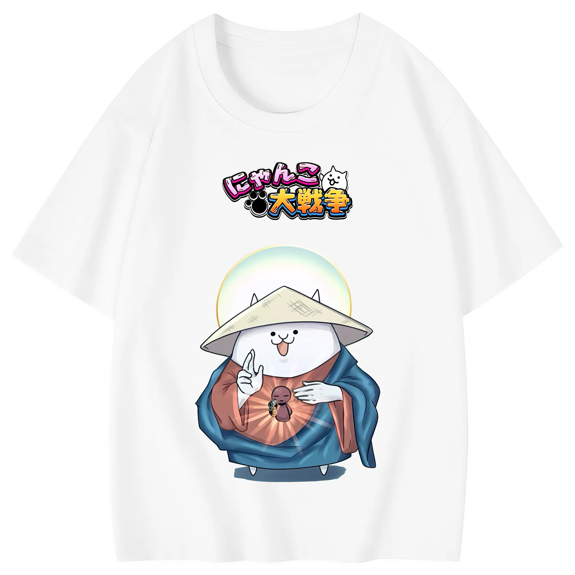 にゃんこ大戦争 グッズ - 綿100％ キッズTシャツ ・ フロントプリント ・ 快適 通気性 ・ スポーツ カジュアル 散歩用