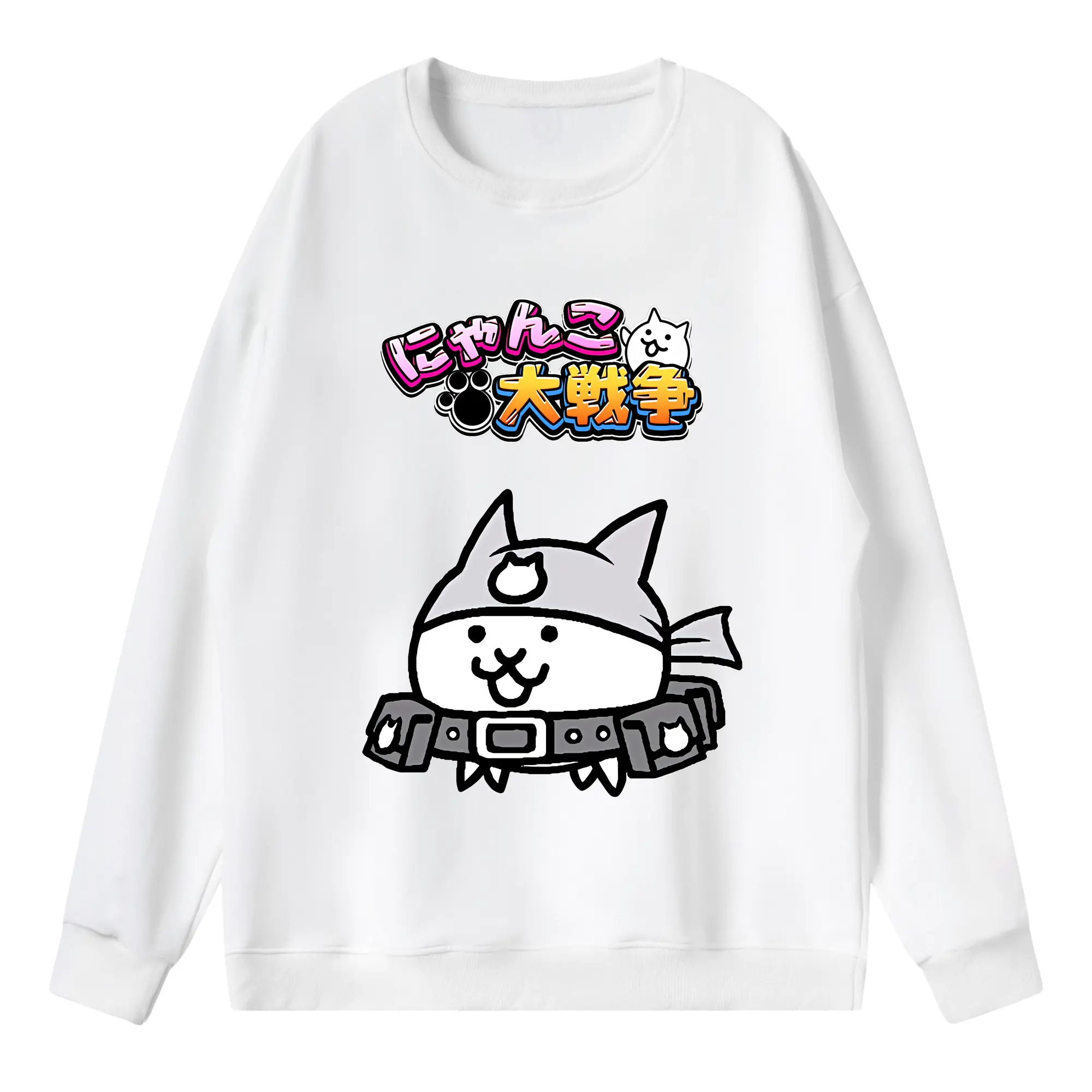 にゃんこ大戦争 グッズ - 薄手 クルーネック スウェット 裏毛260g · ポリエステル 春秋向け カジュアル 男女兼用 · トレーナー デイリー スポーツ 散歩に最適