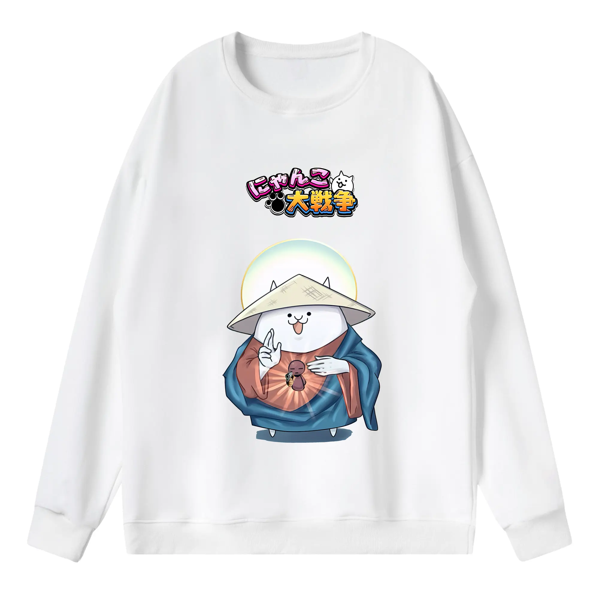 にゃんこ大戦争 グッズ - 薄手 クルーネック スウェット 裏毛260g · ポリエステル 春秋向け カジュアル 男女兼用 · トレーナー デイリー スポーツ 散歩に最適