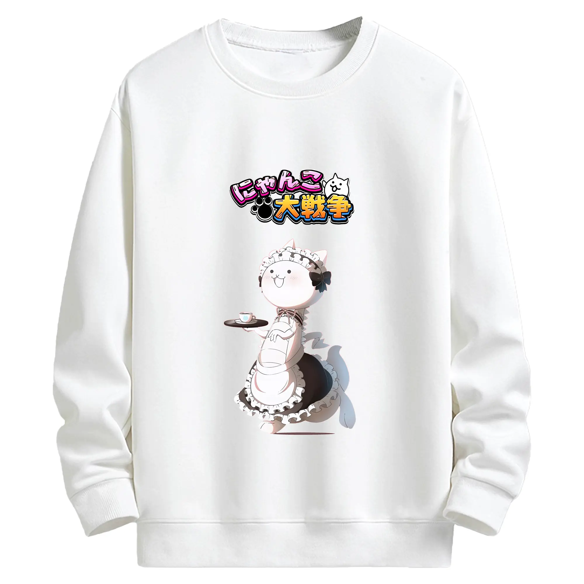 にゃんこ大戦争 グッズ - キッズ クルーネックスウェットシャツ ・ フロントプリント ・ 綿80％ ポリエステル20％ ・ 快適 通学 スポーツ 日常使い お散歩用