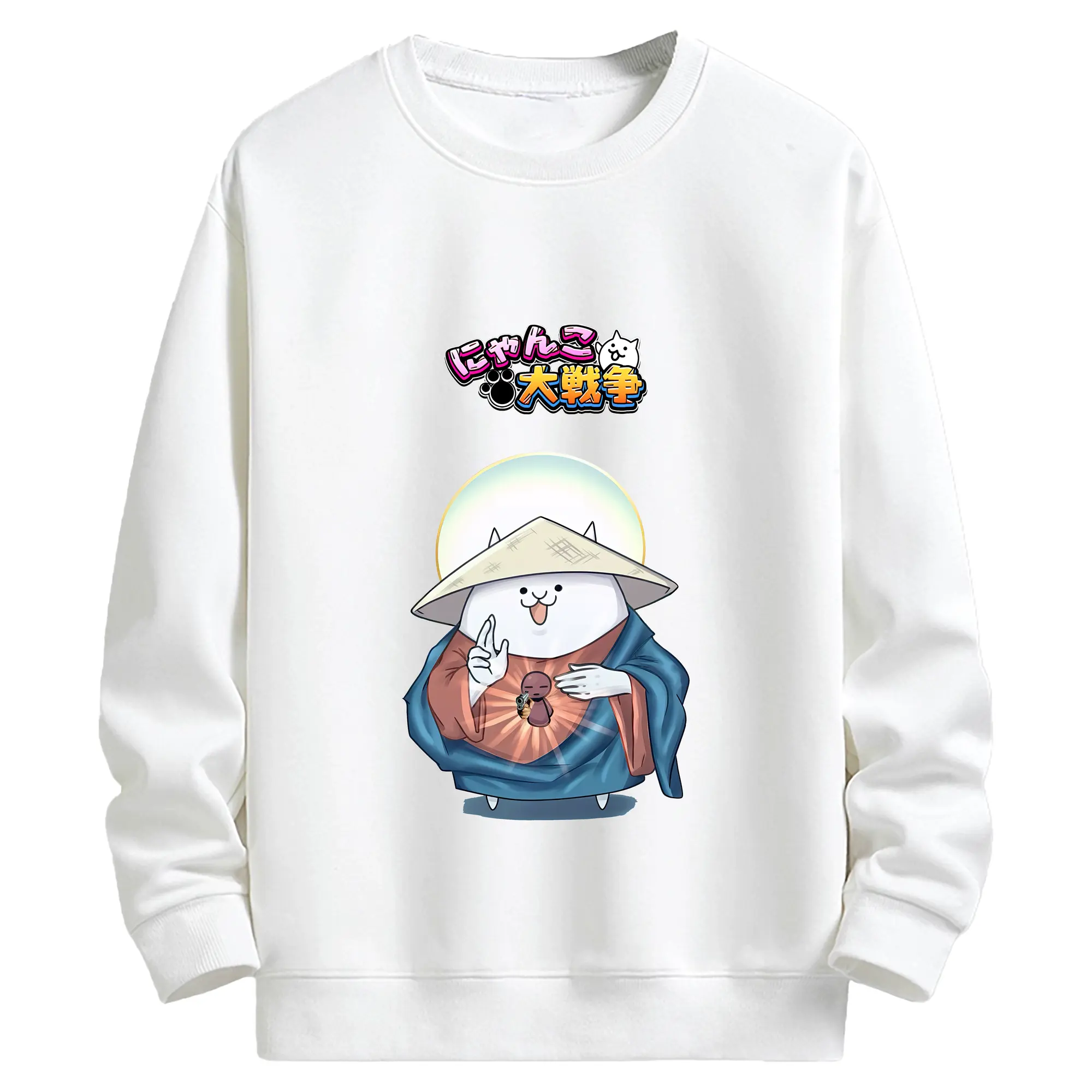 にゃんこ大戦争 グッズ - キッズ クルーネックスウェットシャツ ・ フロントプリント ・ 綿80％ ポリエステル20％ ・ 快適 通学 スポーツ 日常使い お散歩用