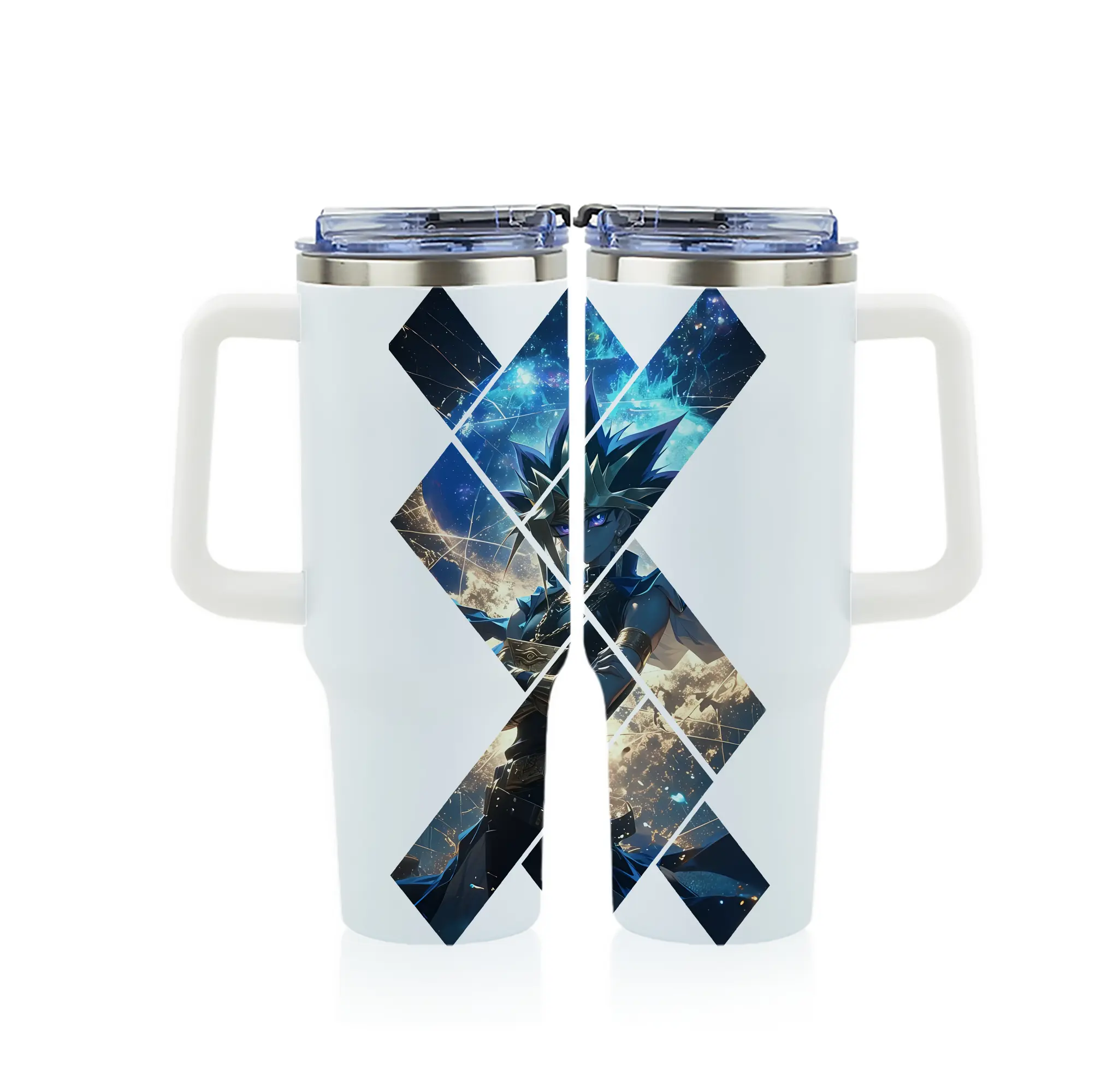 遊☆戯☆王 グッズ,武藤遊戯 - 1200mL フルプリント車用タンブラー ・ 304ステンレス 内側 ・ 201ステンレス 外側 ・ 保温 保冷 ・ 通勤 ドライブ アウトドア用