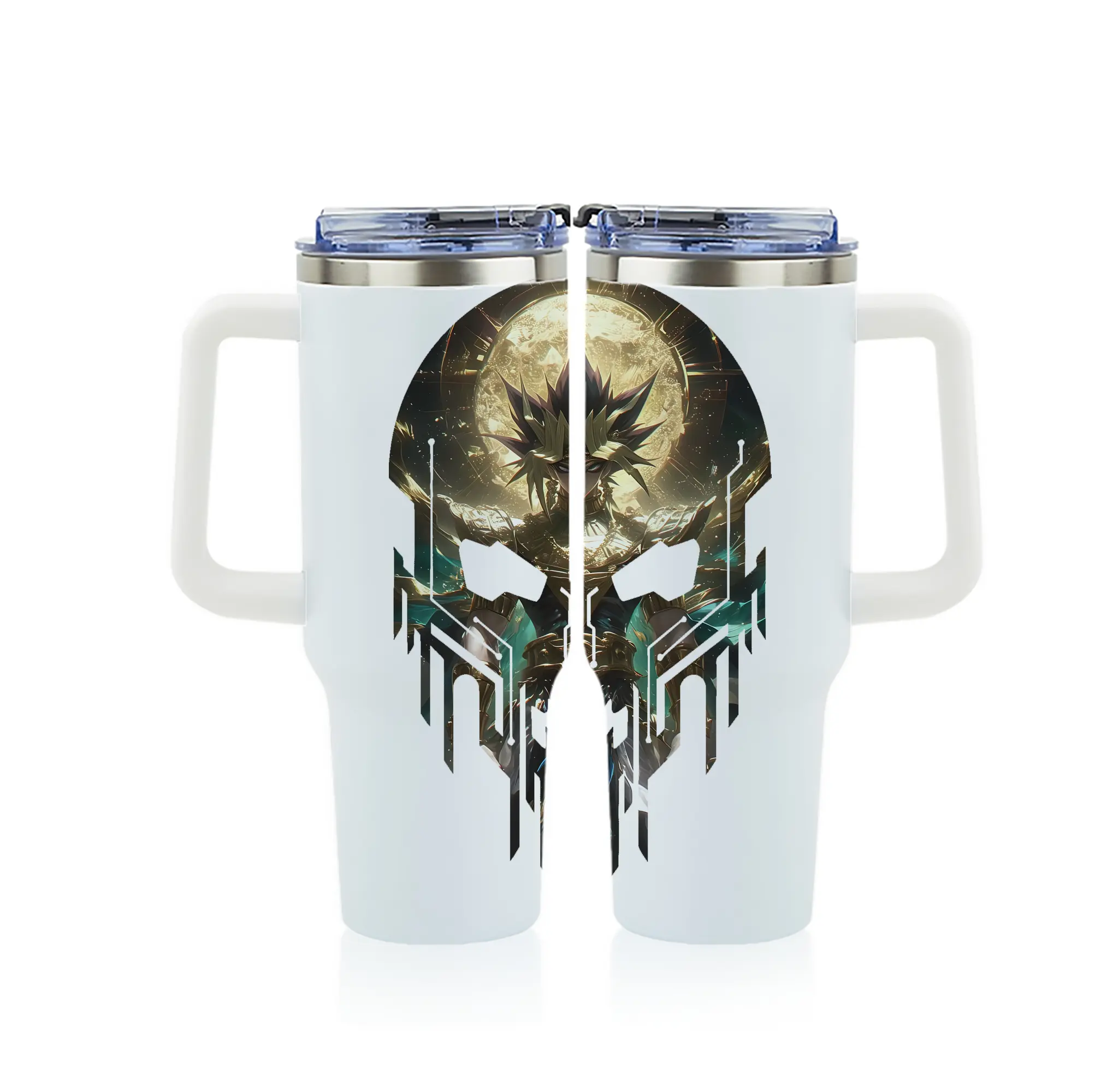 遊☆戯☆王 グッズ,武藤遊戯 - 1200mL フルプリント車用タンブラー ・ 304ステンレス 内側 ・ 201ステンレス 外側 ・ 保温 保冷 ・ 通勤 ドライブ アウトドア用