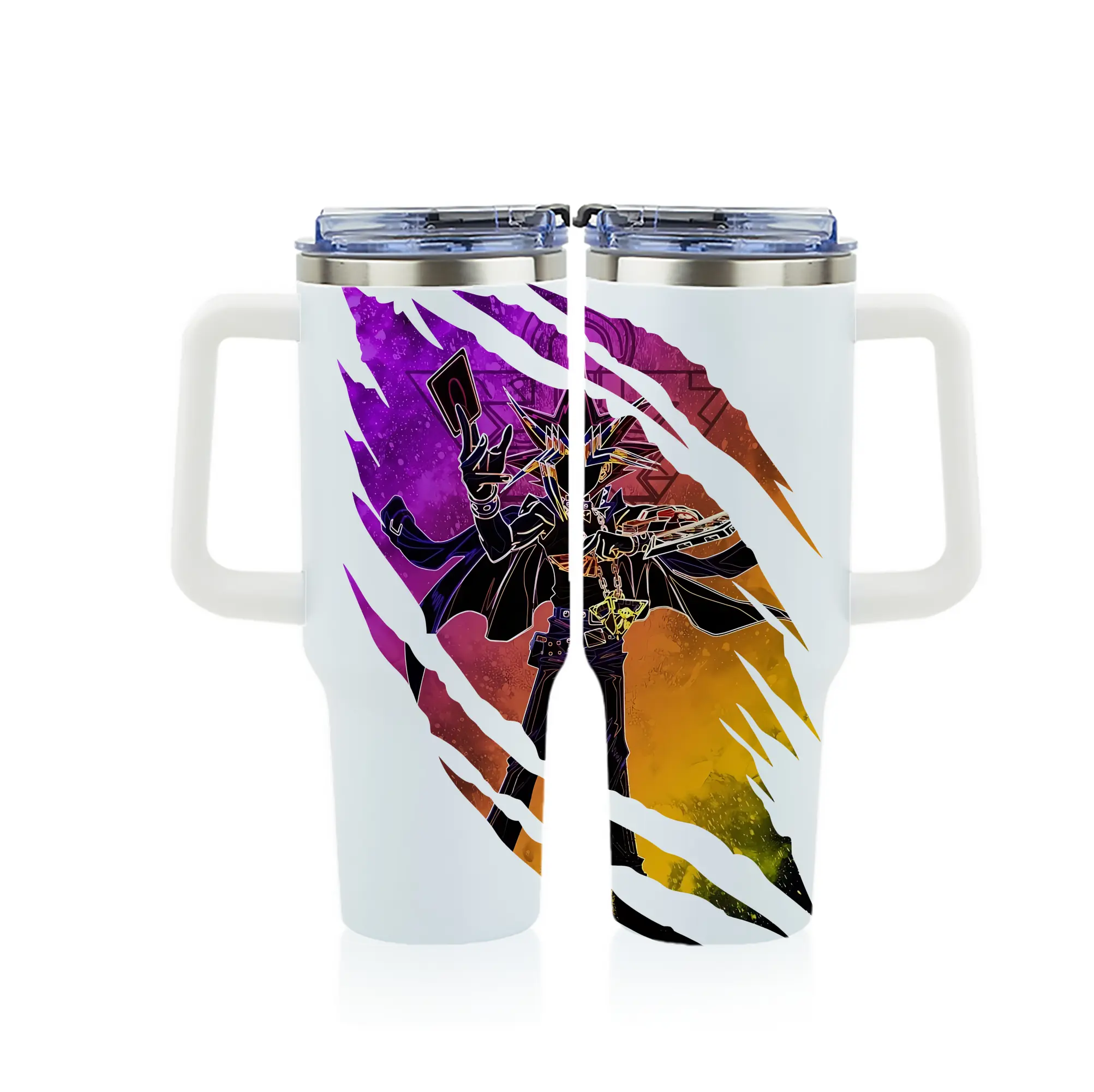 遊☆戯☆王 グッズ,武藤遊戯 - 1200mL フルプリント車用タンブラー ・ 304ステンレス 内側 ・ 201ステンレス 外側 ・ 保温 保冷 ・ 通勤 ドライブ アウトドア用