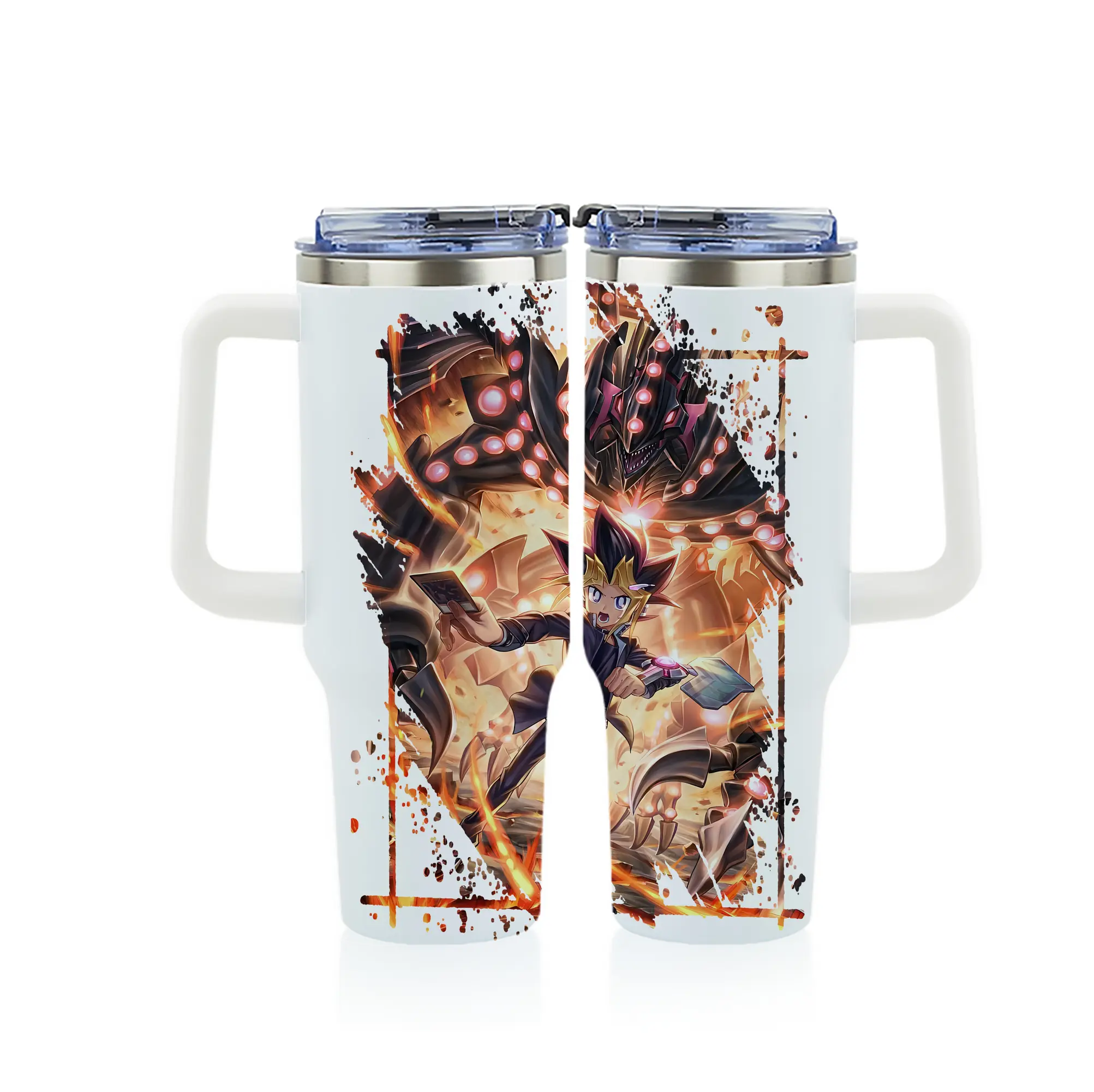 遊☆戯☆王 グッズ,武藤遊戯 - 1200mL フルプリント車用タンブラー ・ 304ステンレス 内側 ・ 201ステンレス 外側 ・ 保温 保冷 ・ 通勤 ドライブ アウトドア用