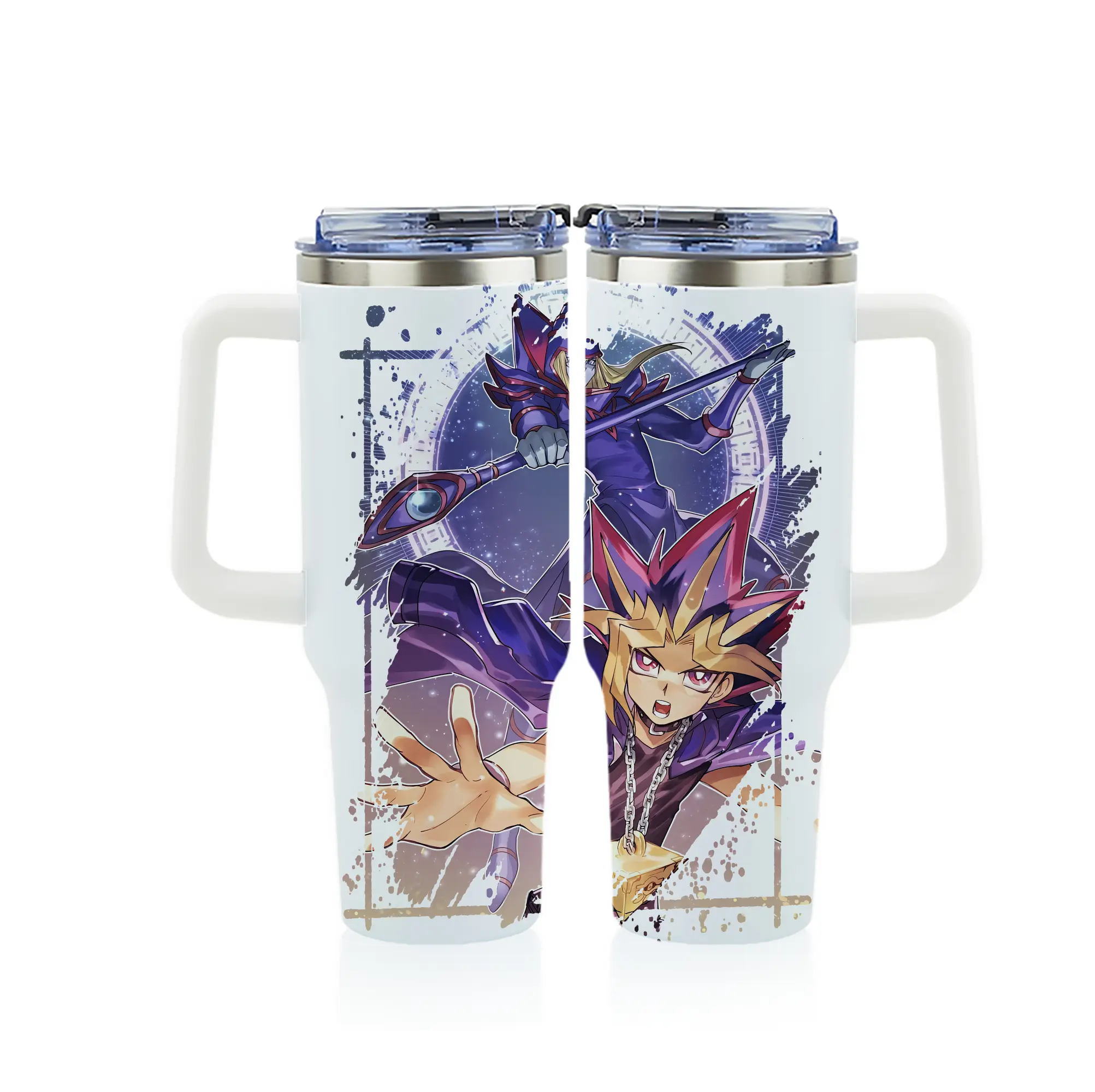 遊☆戯☆王 グッズ,武藤遊戯 - 1200mL フルプリント車用タンブラー ・ 304ステンレス 内側 ・ 201ステンレス 外側 ・ 保温 保冷 ・ 通勤 ドライブ アウトドア用