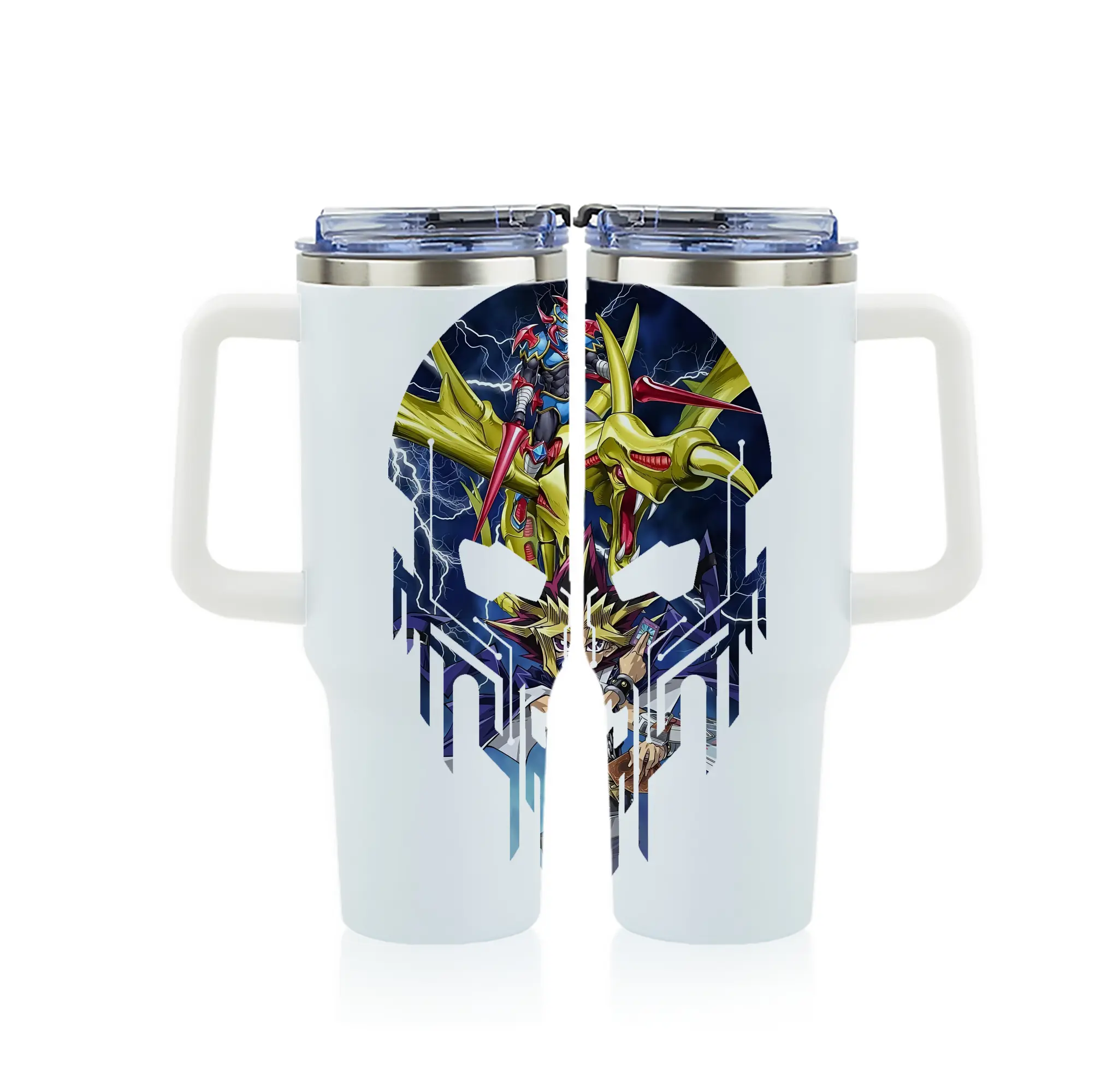 遊☆戯☆王 グッズ,武藤遊戯 - 1200mL フルプリント車用タンブラー ・ 304ステンレス 内側 ・ 201ステンレス 外側 ・ 保温 保冷 ・ 通勤 ドライブ アウトドア用