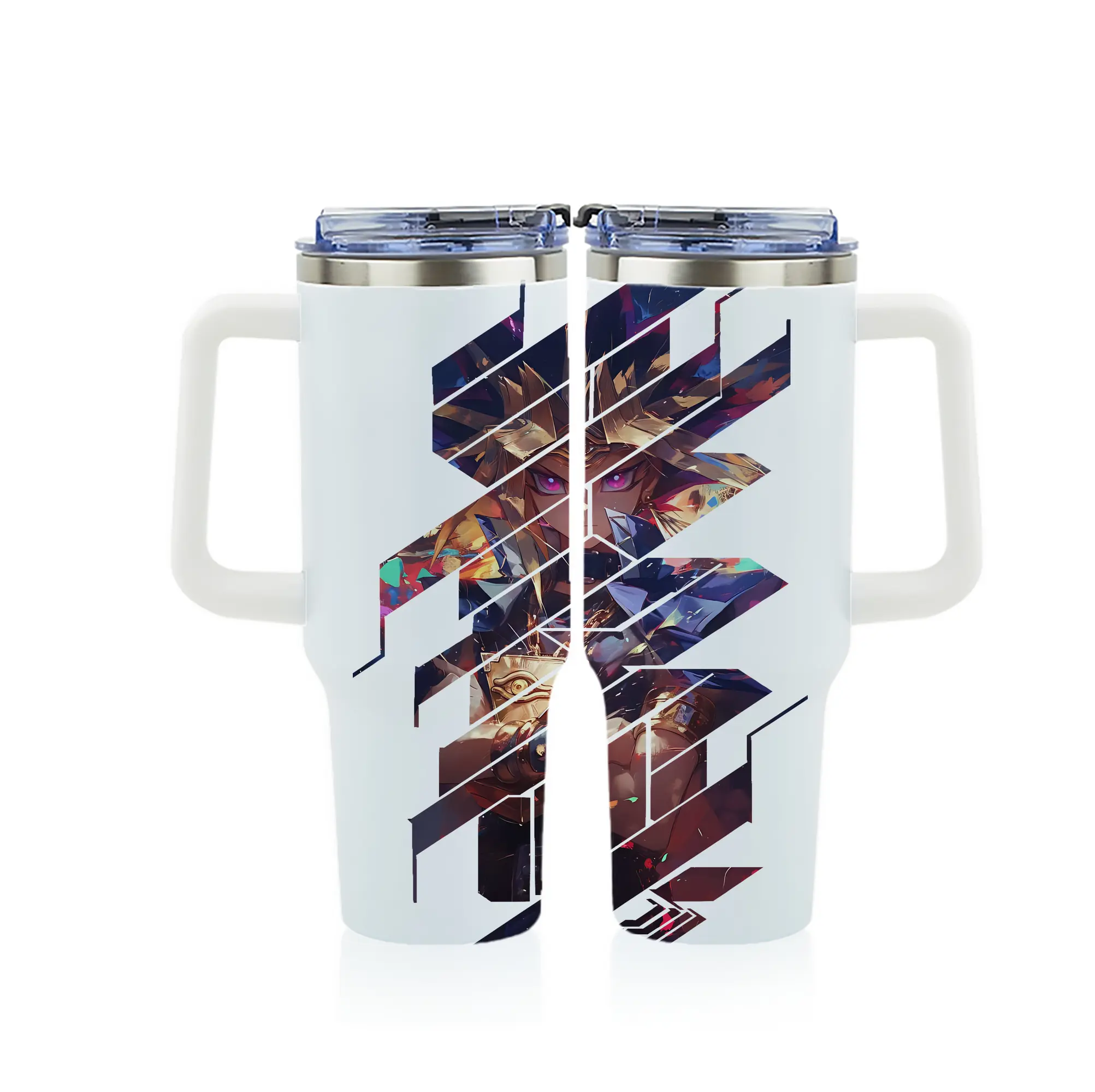 遊☆戯☆王 グッズ,武藤遊戯 - 1200mL フルプリント車用タンブラー ・ 304ステンレス 内側 ・ 201ステンレス 外側 ・ 保温 保冷 ・ 通勤 ドライブ アウトドア用