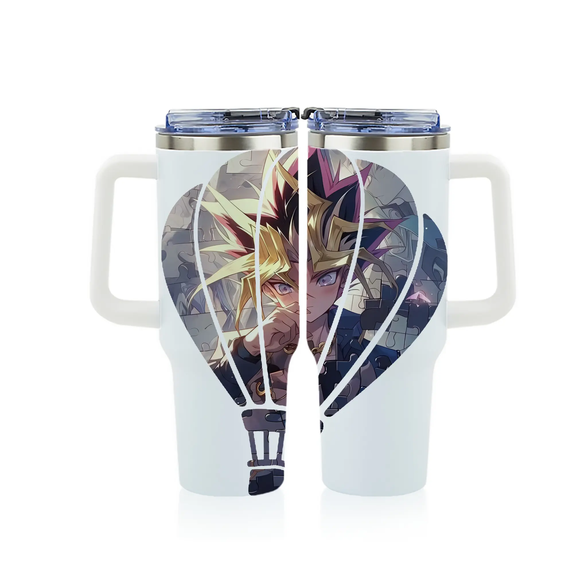 遊☆戯☆王 グッズ,武藤遊戯 - 1200mL フルプリント車用タンブラー ・ 304ステンレス 内側 ・ 201ステンレス 外側 ・ 保温 保冷 ・ 通勤 ドライブ アウトドア用