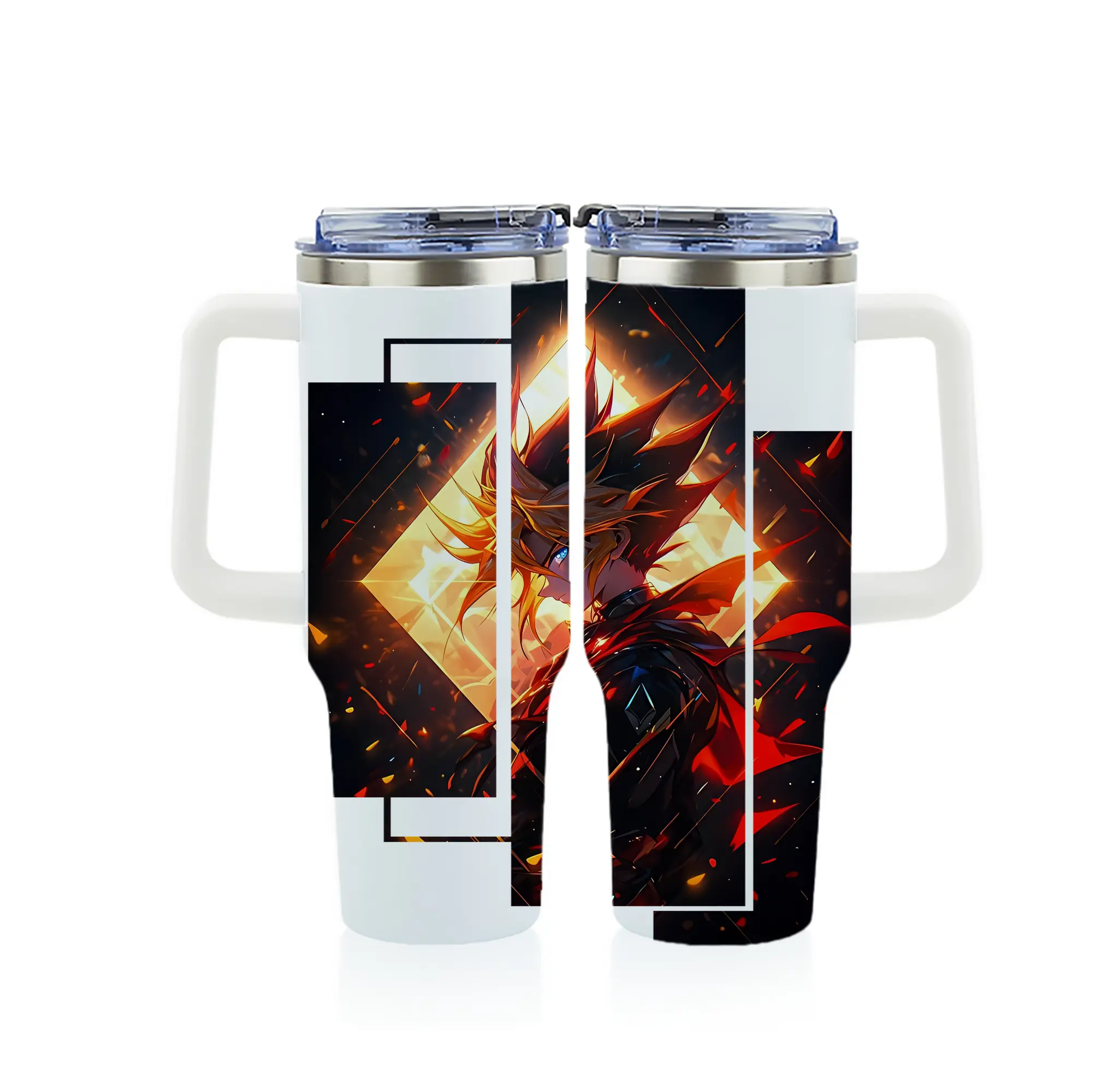 遊☆戯☆王 グッズ,武藤遊戯 - 1200mL フルプリント車用タンブラー ・ 304ステンレス 内側 ・ 201ステンレス 外側 ・ 保温 保冷 ・ 通勤 ドライブ アウトドア用