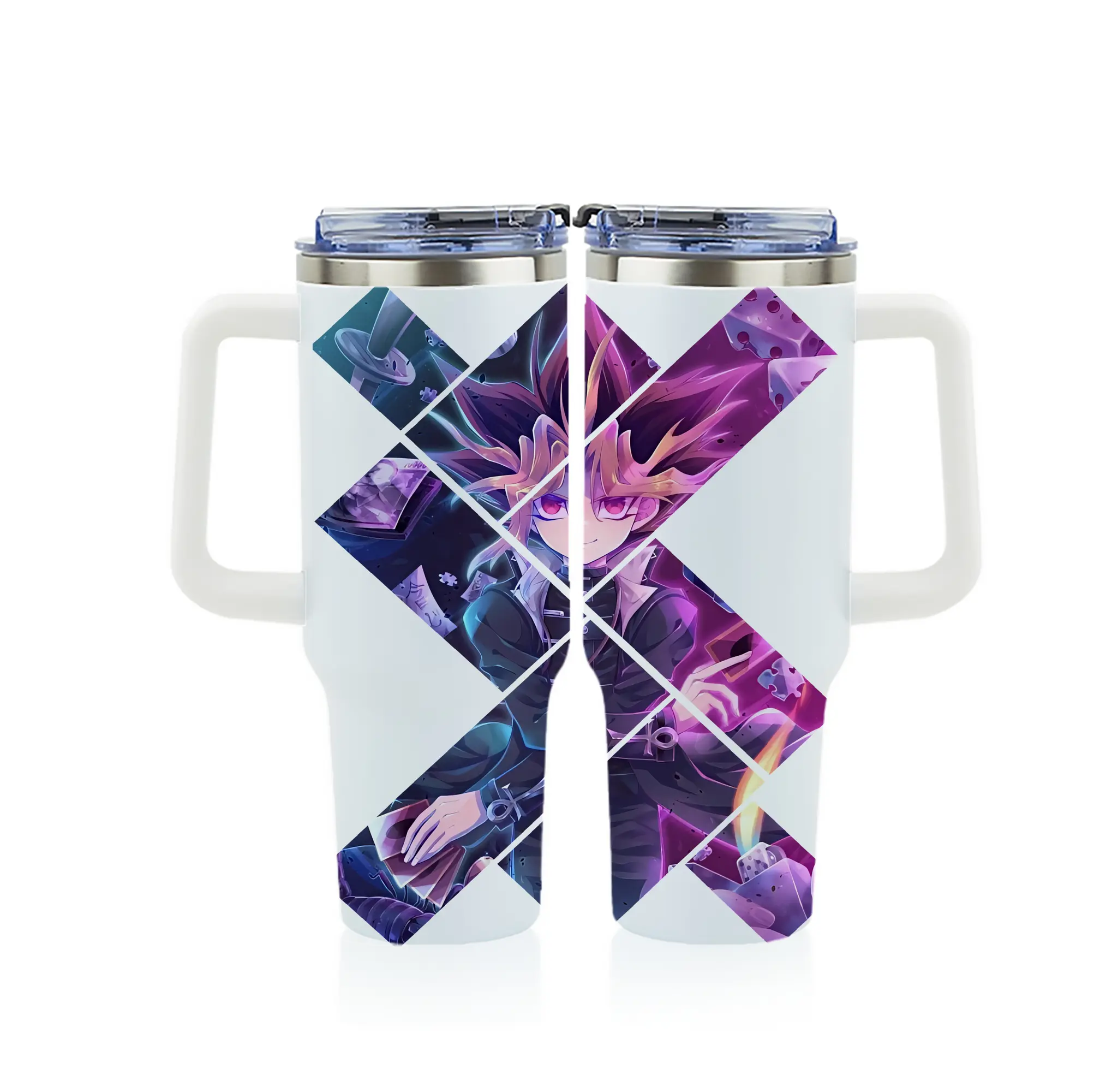 遊☆戯☆王 グッズ,武藤遊戯 - 1200mL フルプリント車用タンブラー ・ 304ステンレス 内側 ・ 201ステンレス 外側 ・ 保温 保冷 ・ 通勤 ドライブ アウトドア用