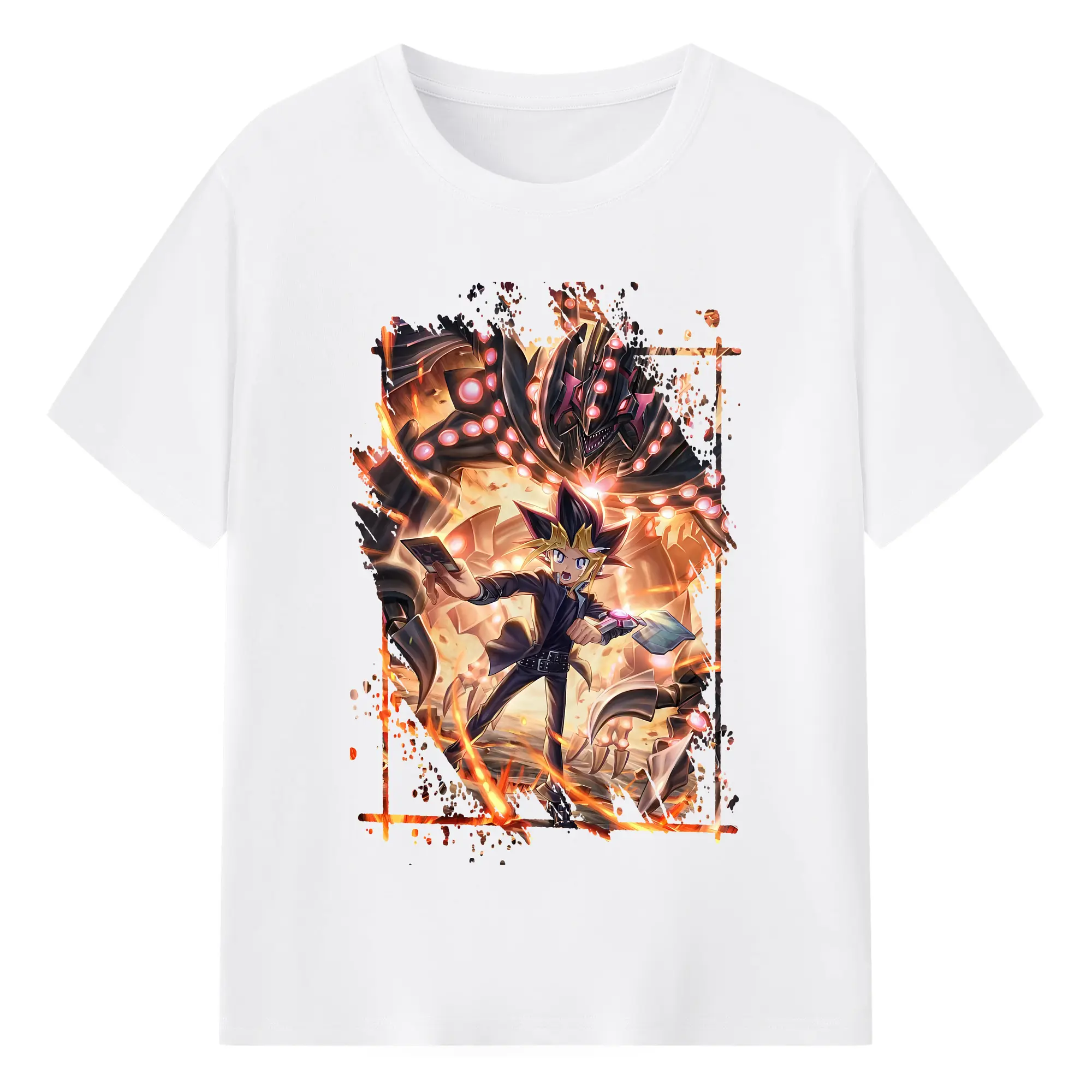 遊☆戯☆王 グッズ,武藤遊戯 - 綿100％ 半袖Tシャツ ・ フロントプリント ・ 快適 通気性 ・ 日常使い 散歩 スポーツ用