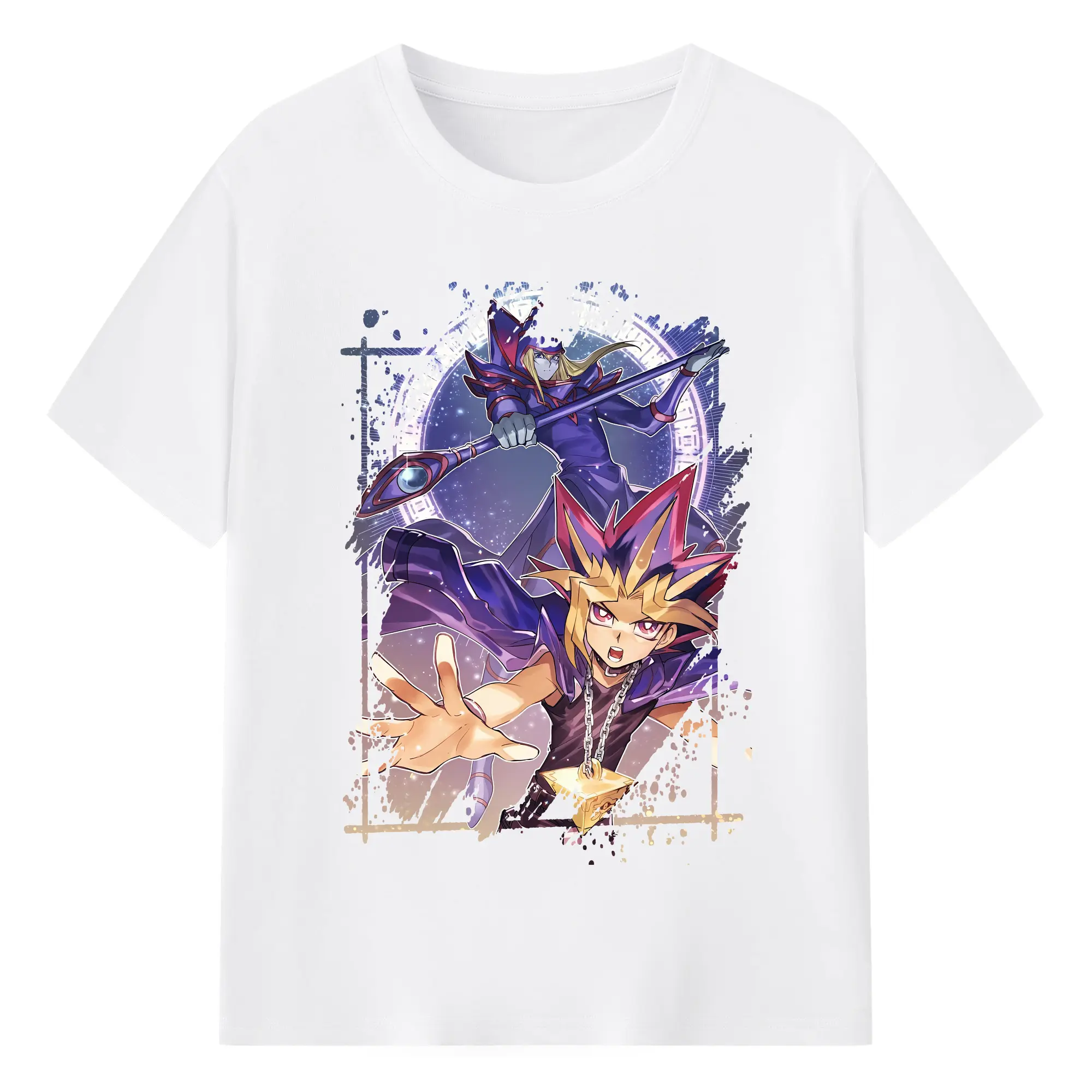 遊☆戯☆王 グッズ,武藤遊戯 - 綿100％ 半袖Tシャツ ・ フロントプリント ・ 快適 通気性 ・ 日常使い 散歩 スポーツ用