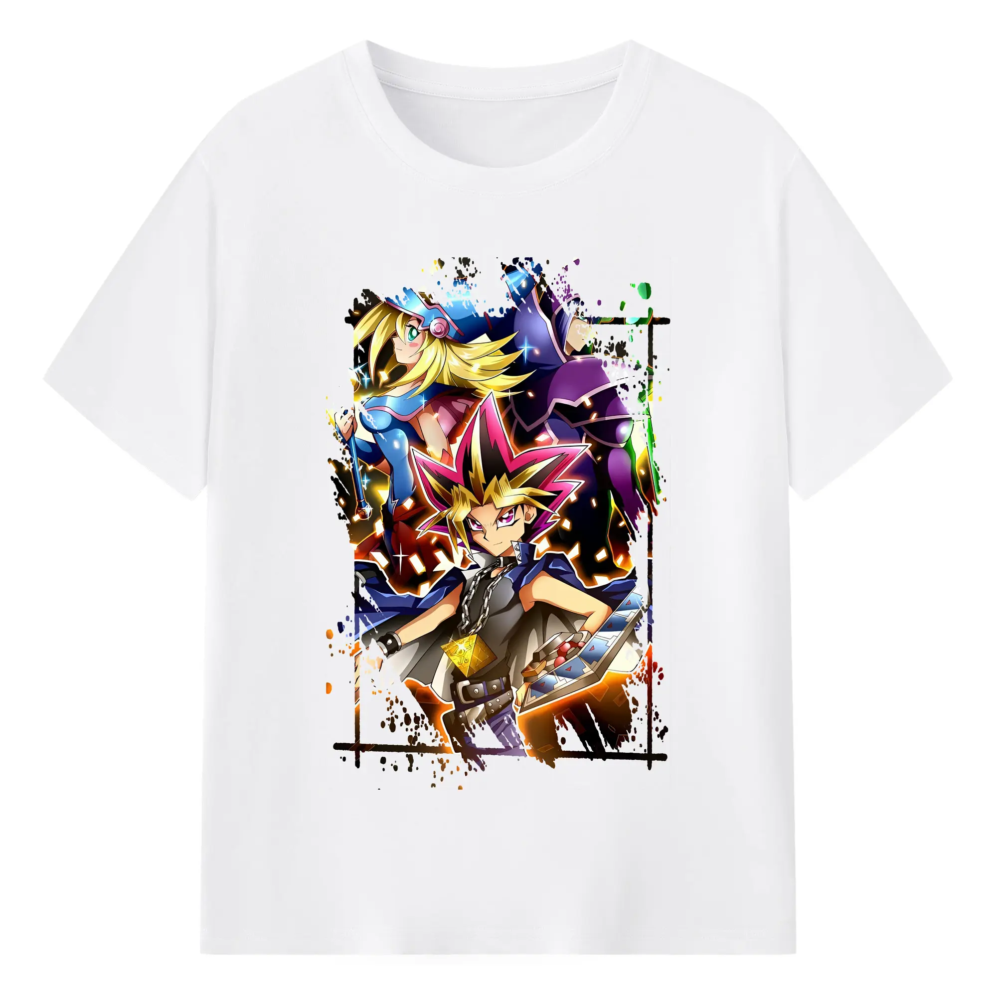 遊☆戯☆王 グッズ,武藤遊戯 - 綿100％ 半袖Tシャツ ・ フロントプリント ・ 快適 通気性 ・ 日常使い 散歩 スポーツ用