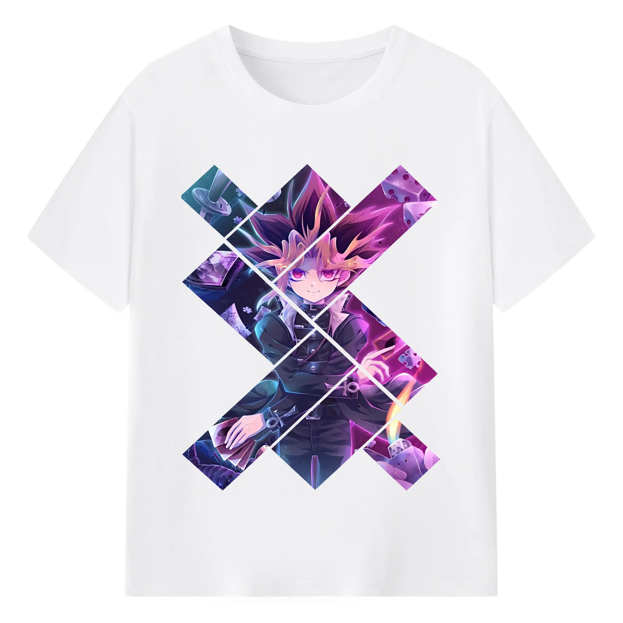 遊☆戯☆王 グッズ,武藤遊戯 - 綿100％ 半袖Tシャツ ・ フロントプリント ・ 快適 通気性 ・ 日常使い 散歩 スポーツ用