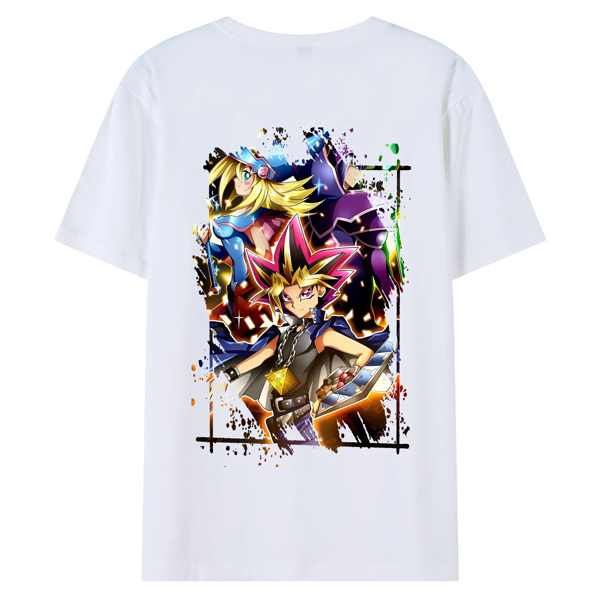 遊☆戯☆王 グッズ,武藤遊戯 - 綿100％ 半袖Tシャツ ・ バックプリント ・ 快適 通気性 ・ 日常使い 散歩 スポーツ用