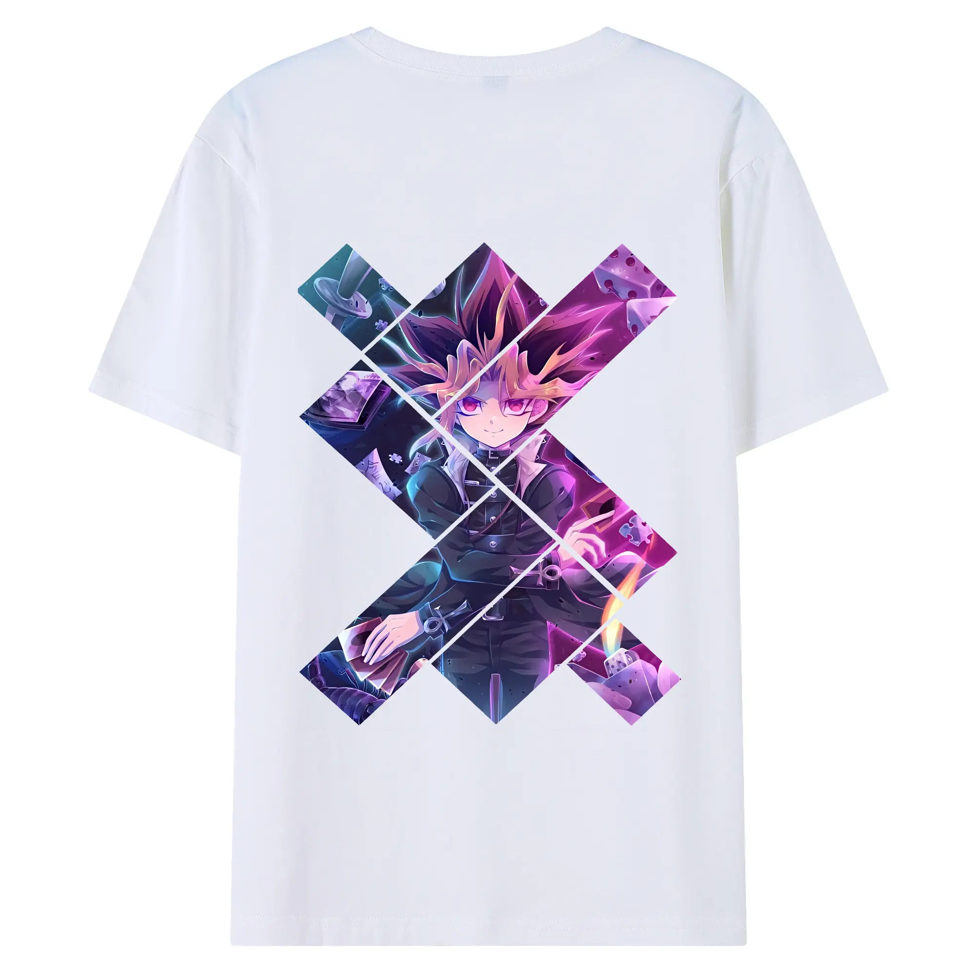 遊☆戯☆王 グッズ,武藤遊戯 - 綿100％ 半袖Tシャツ ・ バックプリント ・ 快適 通気性 ・ 日常使い 散歩 スポーツ用