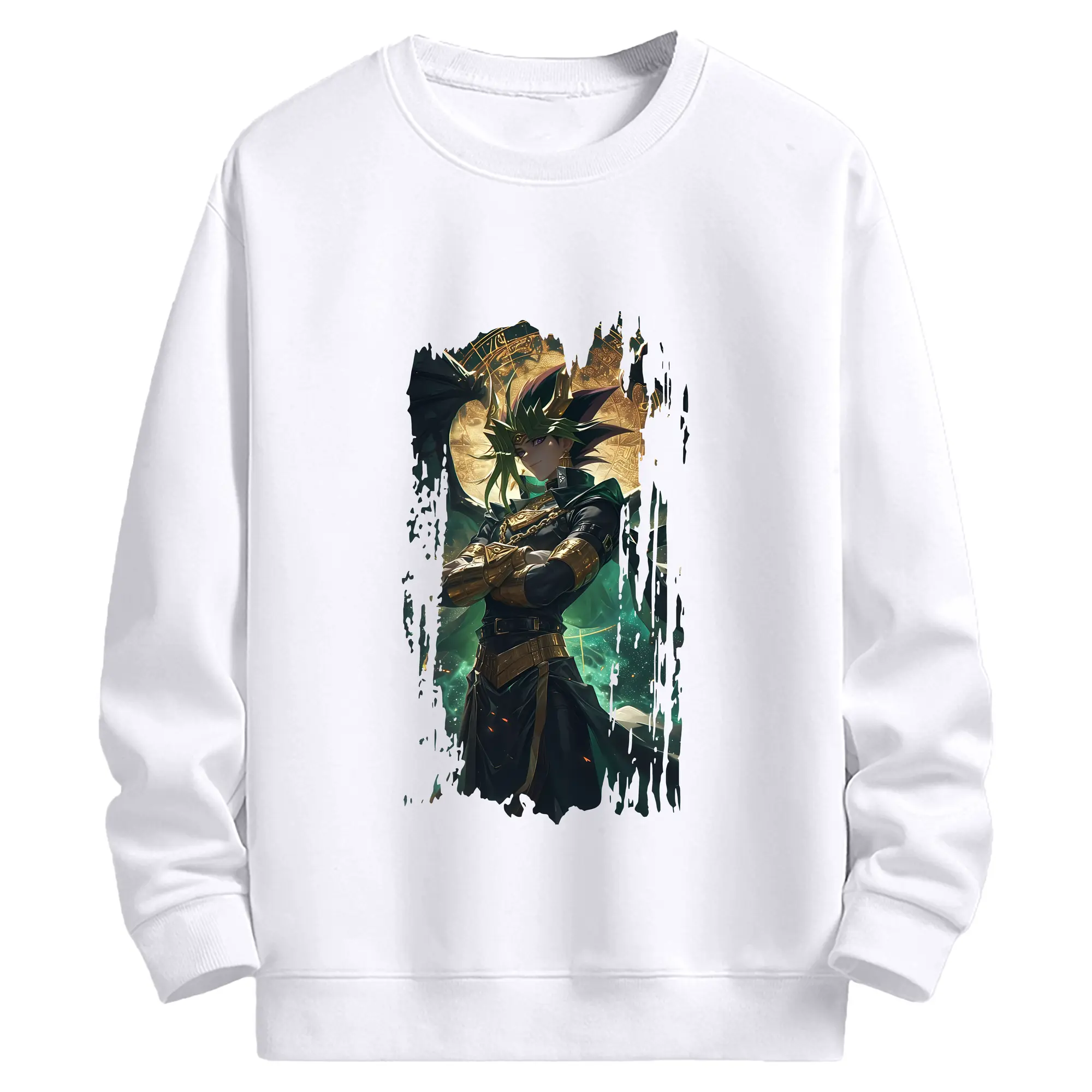 遊☆戯☆王 グッズ,武藤遊戯 - 高品質 クルーネック スウェット ・ コットン59％ ポリエステル41％ ・ ユニセックス 長袖 トレーナー ・ カジュアル デイリー スポーツ 散歩用