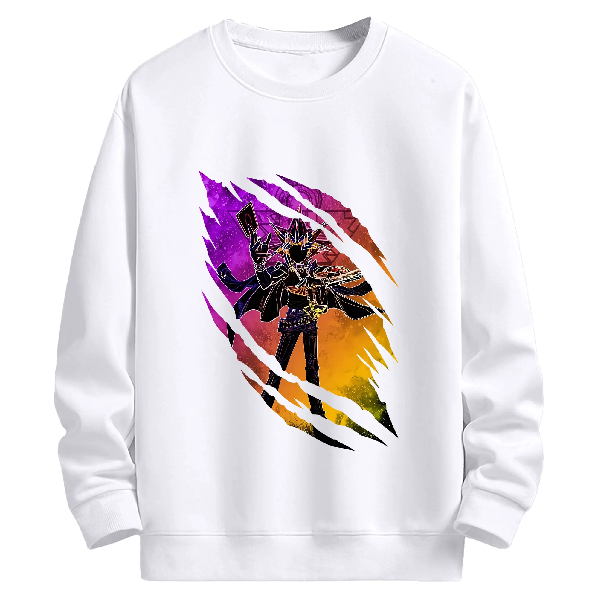 遊☆戯☆王 グッズ,武藤遊戯 - 高品質 クルーネック スウェット ・ コットン59％ ポリエステル41％ ・ ユニセックス 長袖 トレーナー ・ カジュアル デイリー スポーツ 散歩用