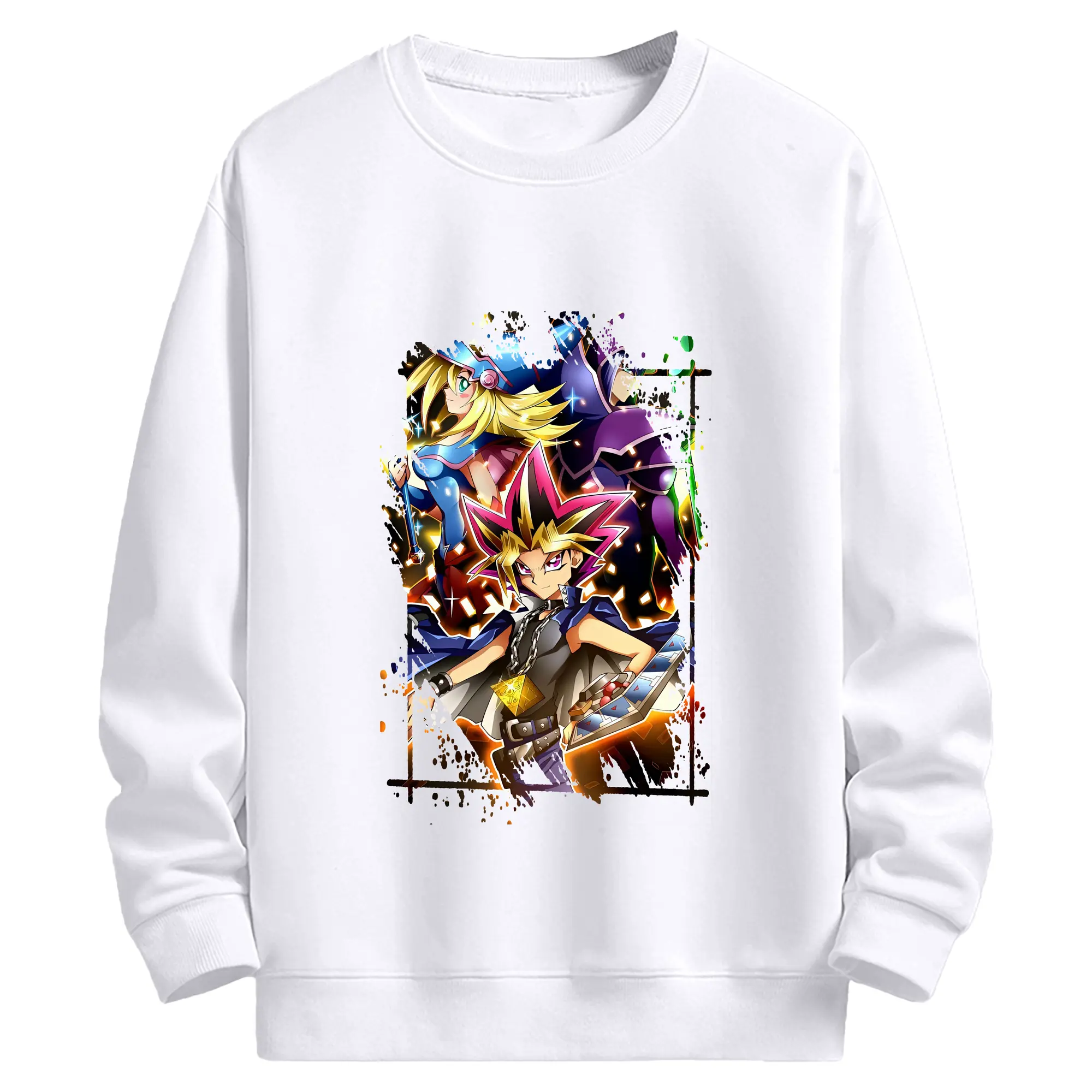 遊☆戯☆王 グッズ,武藤遊戯 - 高品質 クルーネック スウェット ・ コットン59％ ポリエステル41％ ・ ユニセックス 長袖 トレーナー ・ カジュアル デイリー スポーツ 散歩用