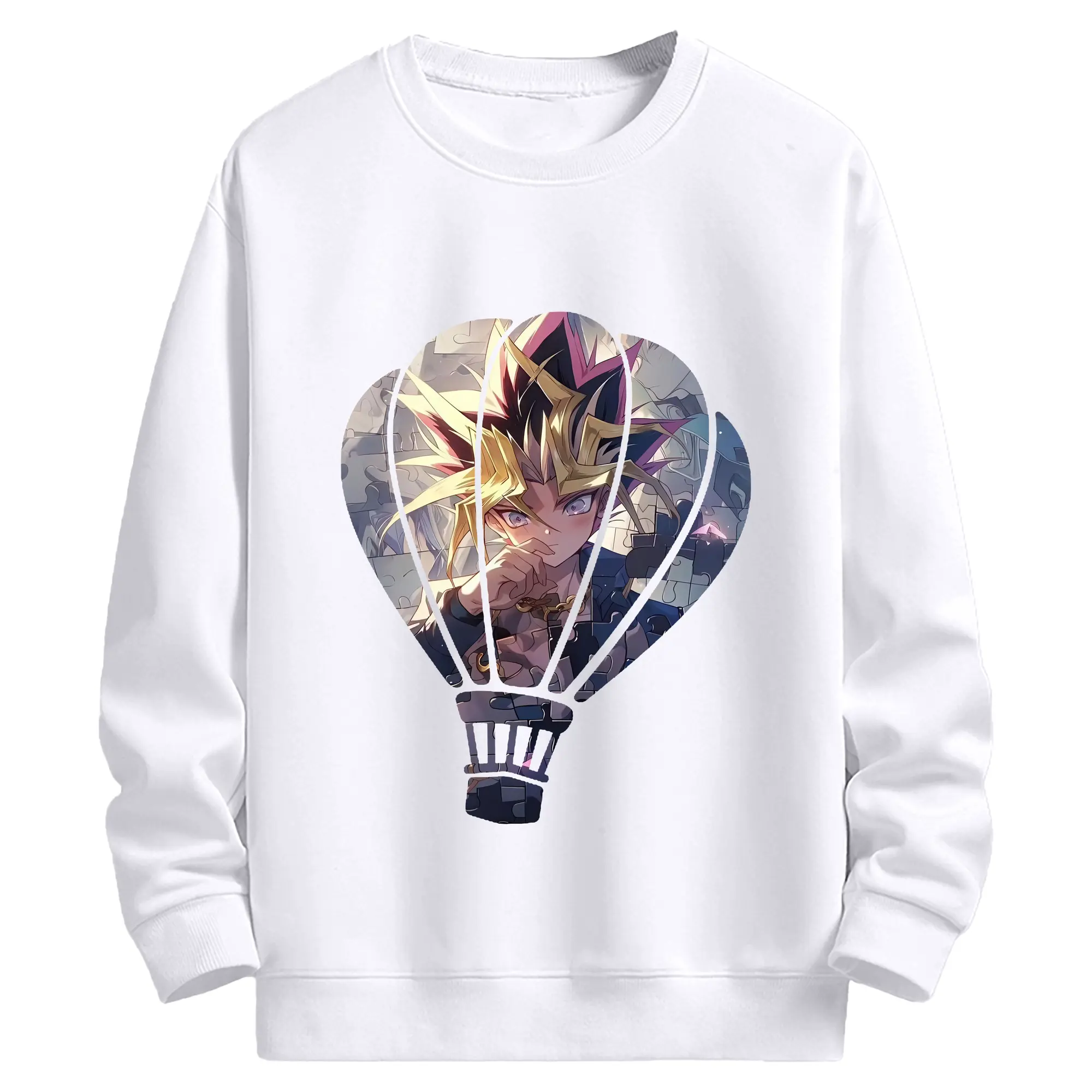 遊☆戯☆王 グッズ,武藤遊戯 - 高品質 クルーネック スウェット ・ コットン59％ ポリエステル41％ ・ ユニセックス 長袖 トレーナー ・ カジュアル デイリー スポーツ 散歩用