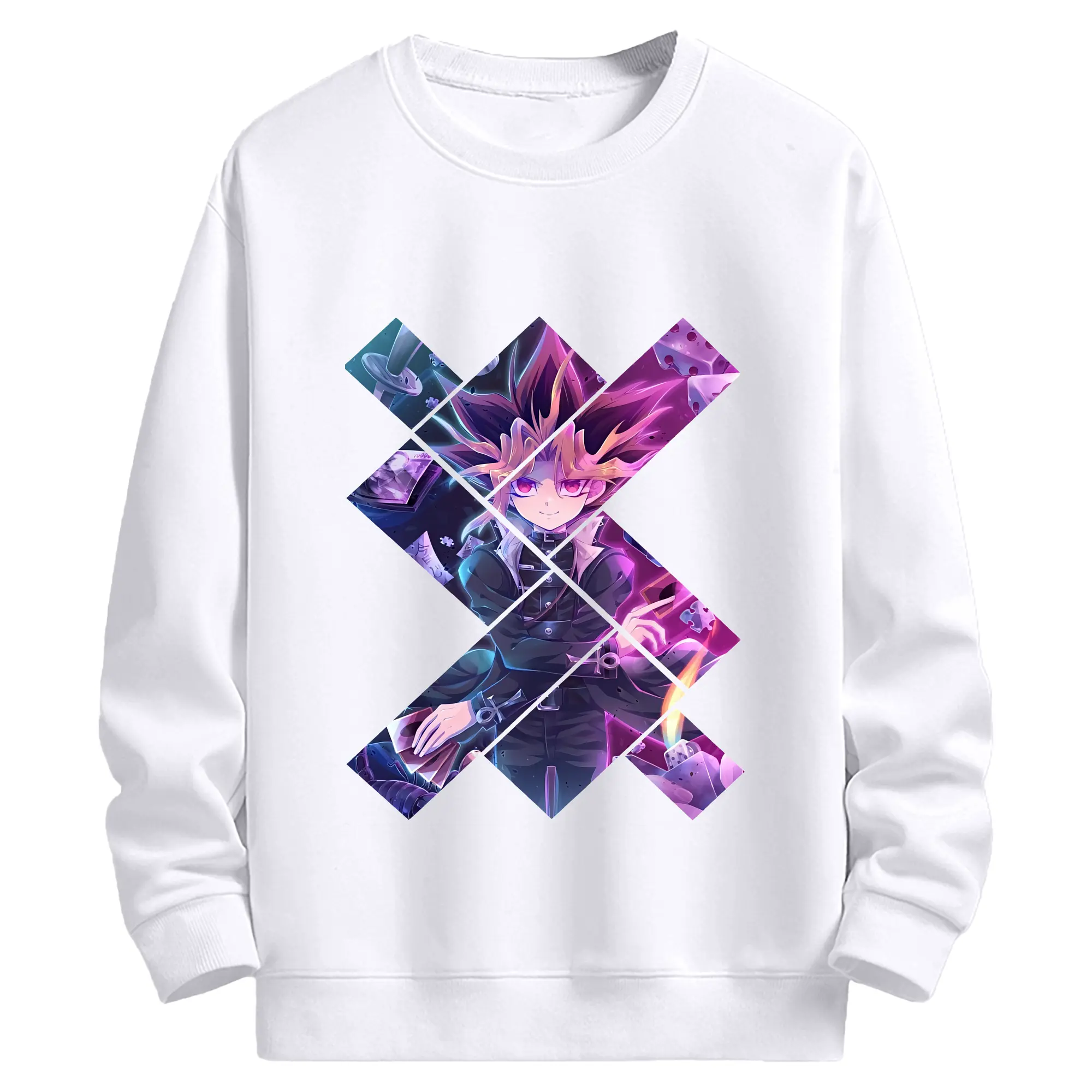 遊☆戯☆王 グッズ,武藤遊戯 - 高品質 クルーネック スウェット ・ コットン59％ ポリエステル41％ ・ ユニセックス 長袖 トレーナー ・ カジュアル デイリー スポーツ 散歩用