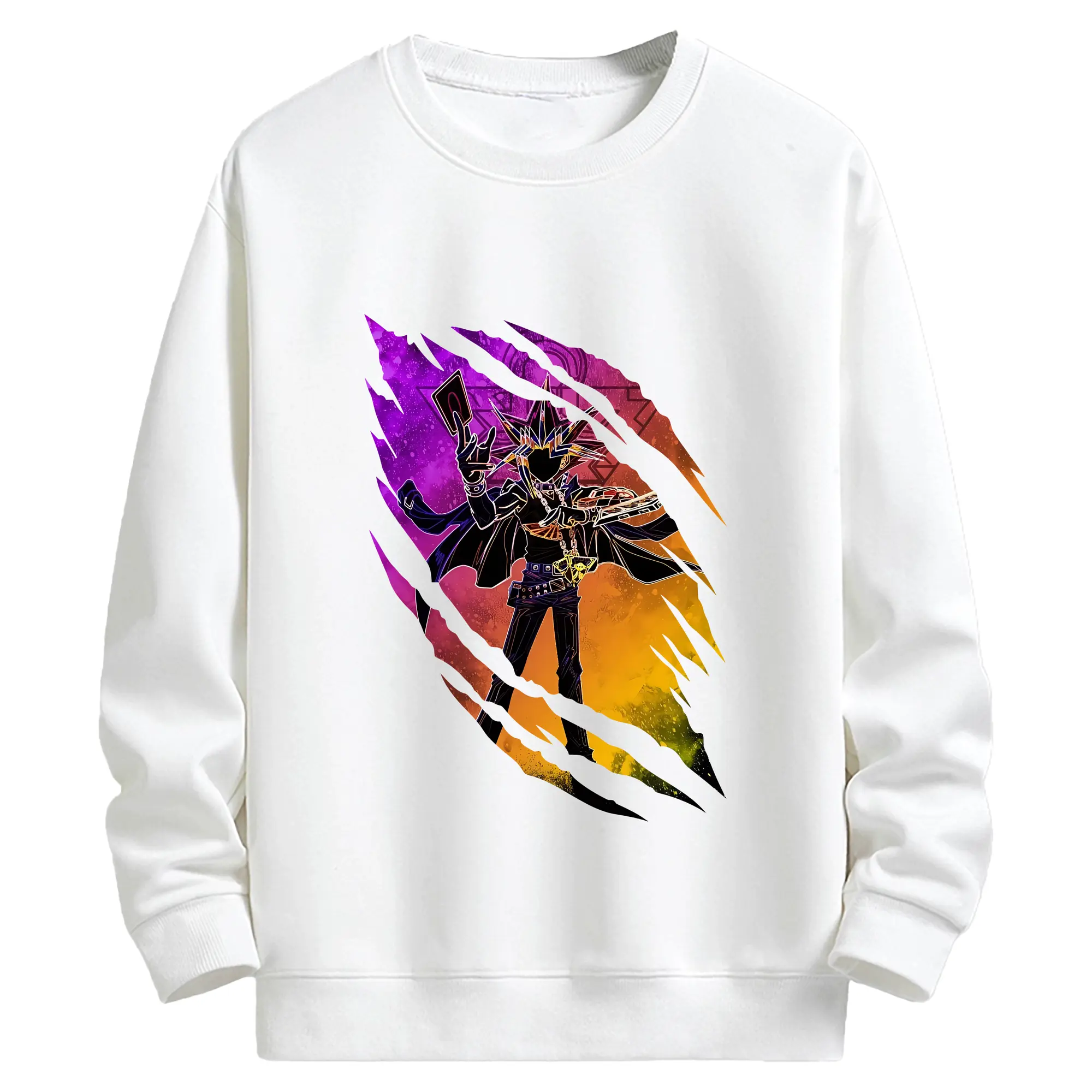 遊☆戯☆王 グッズ,武藤遊戯 - キッズ クルーネックスウェットシャツ ・ フロントプリント ・ 綿80％ ポリエステル20％ ・ 快適 通学 スポーツ 日常使い お散歩用