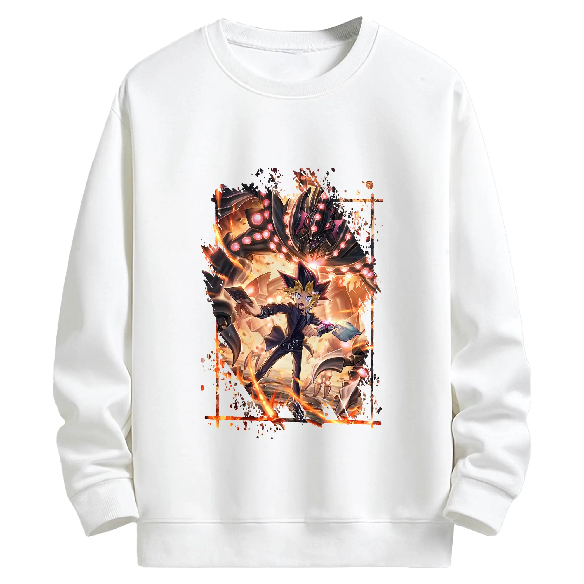 遊☆戯☆王 グッズ,武藤遊戯 - キッズ クルーネックスウェットシャツ ・ フロントプリント ・ 綿80％ ポリエステル20％ ・ 快適 通学 スポーツ 日常使い お散歩用