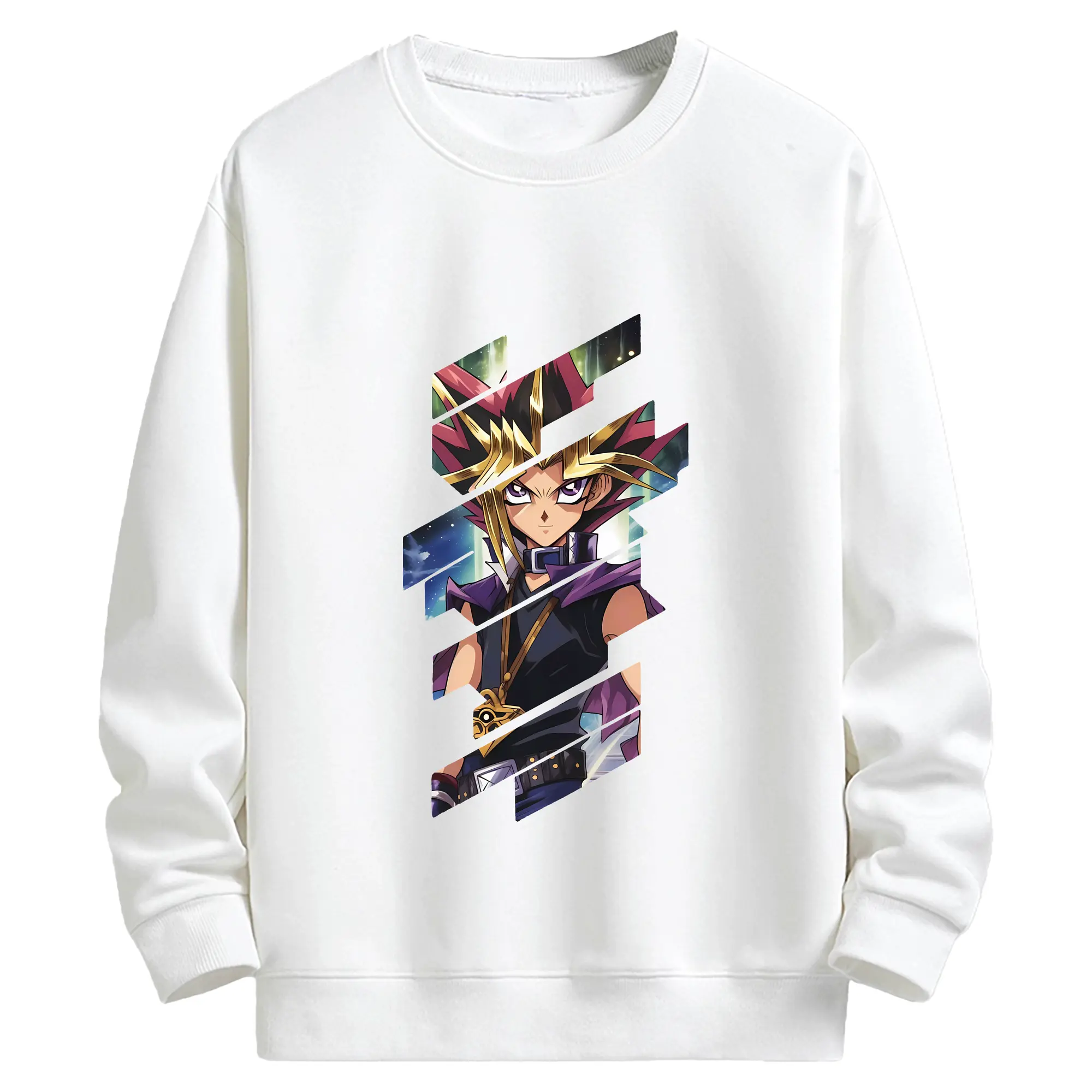 遊☆戯☆王 グッズ,武藤遊戯 - キッズ クルーネックスウェットシャツ ・ フロントプリント ・ 綿80％ ポリエステル20％ ・ 快適 通学 スポーツ 日常使い お散歩用