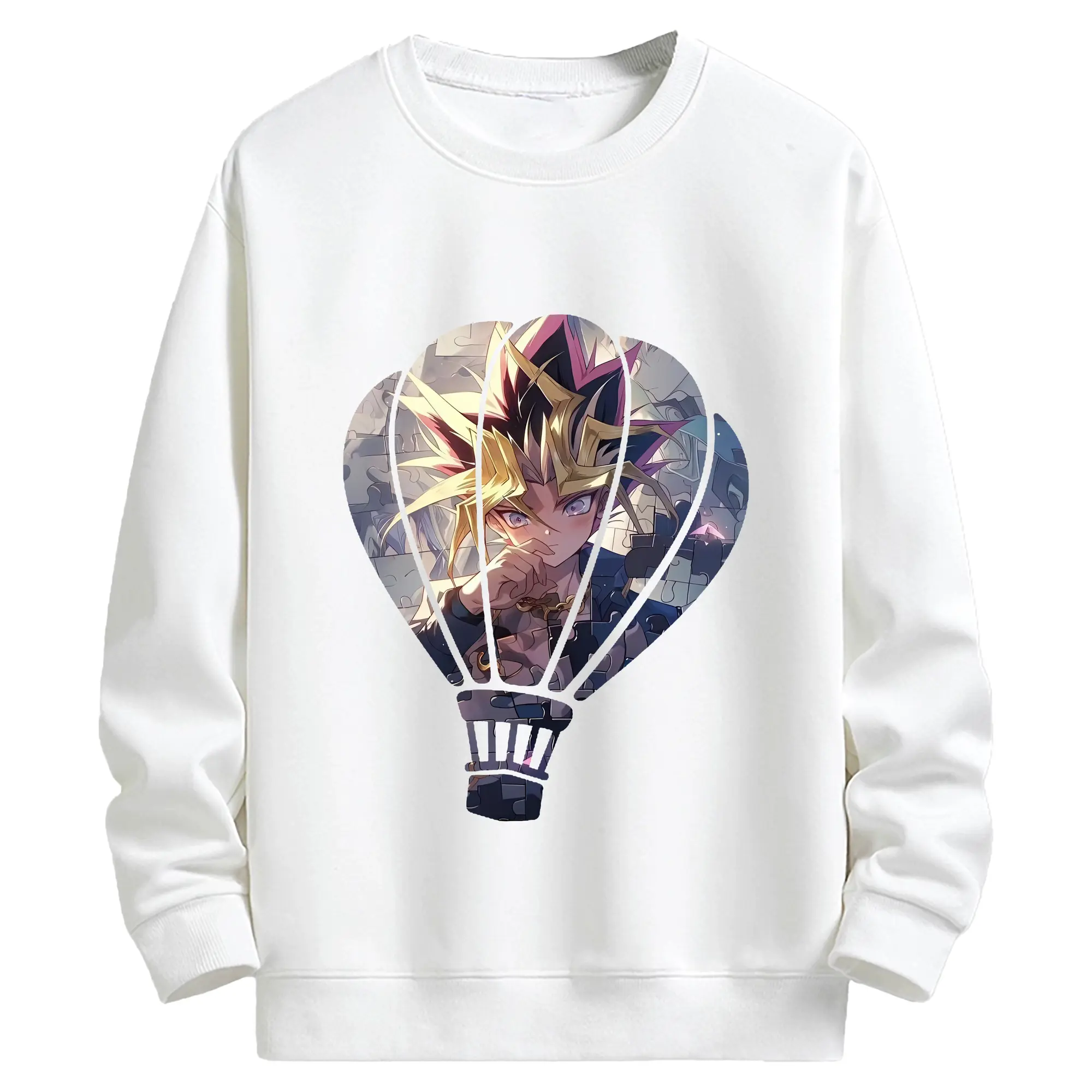 遊☆戯☆王 グッズ,武藤遊戯 - キッズ クルーネックスウェットシャツ ・ フロントプリント ・ 綿80％ ポリエステル20％ ・ 快適 通学 スポーツ 日常使い お散歩用