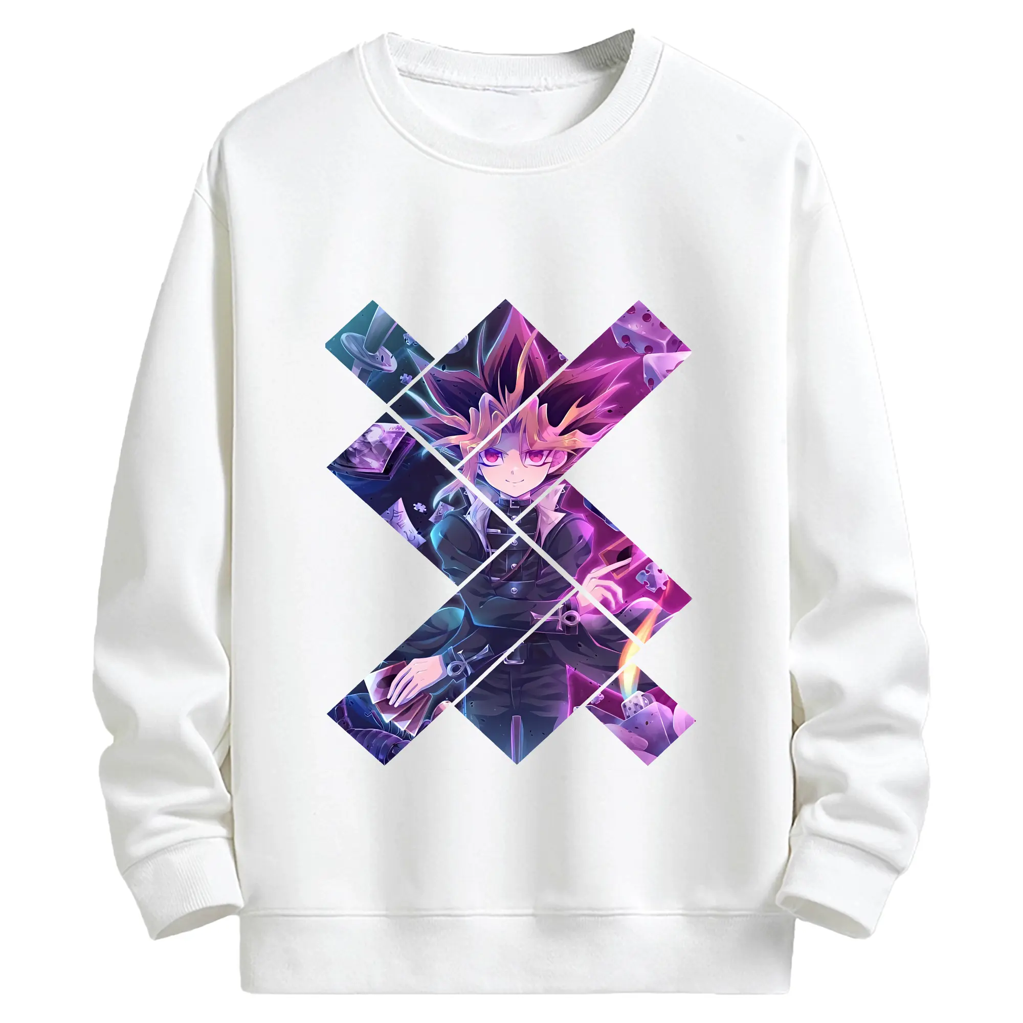 遊☆戯☆王 グッズ,武藤遊戯 - キッズ クルーネックスウェットシャツ ・ フロントプリント ・ 綿80％ ポリエステル20％ ・ 快適 通学 スポーツ 日常使い お散歩用