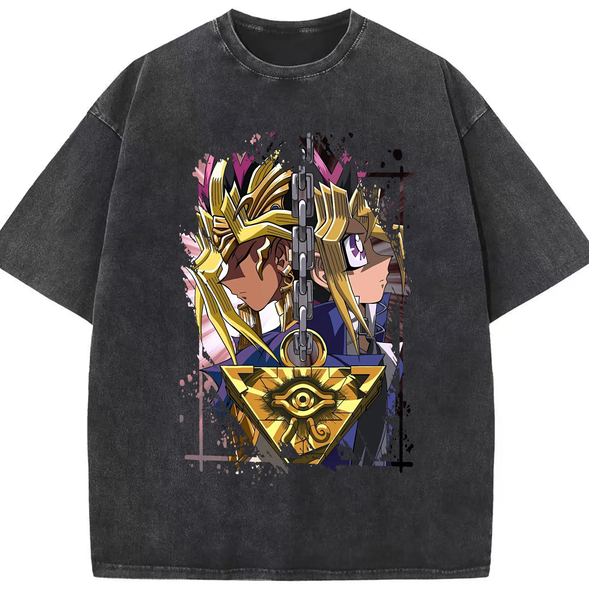 遊☆戯☆王 グッズ,武藤遊戯 - 綿100％ ヴィンテージ風 半袖Tシャツ ・ フロントプリント ・ 柔らか肌触り ・ 通気性 快適 ・ スポーツ カジュアル 外出用