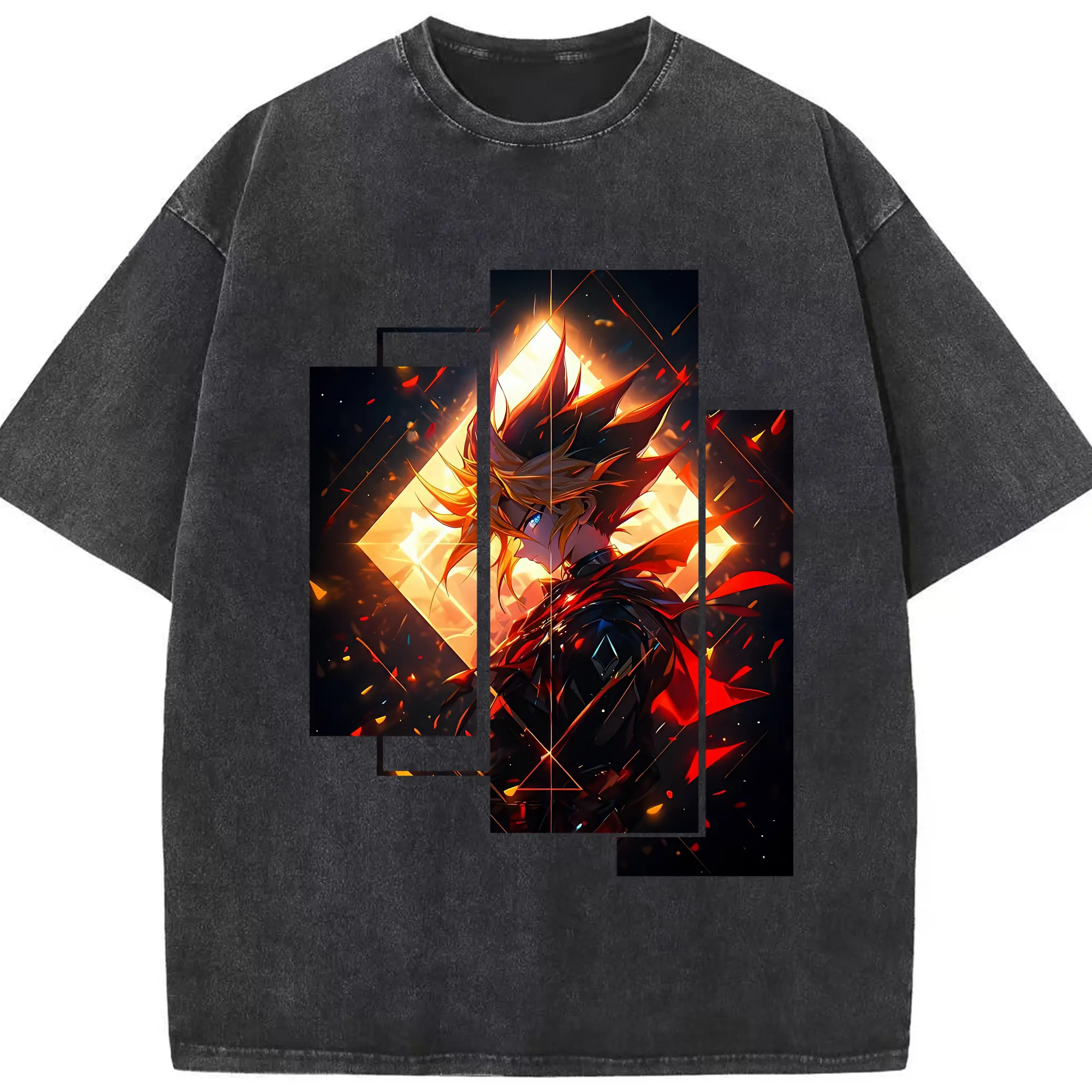 遊☆戯☆王 グッズ,武藤遊戯 - 綿100％ ヴィンテージ風 半袖Tシャツ ・ フロントプリント ・ 柔らか肌触り ・ 通気性 快適 ・ スポーツ カジュアル 外出用