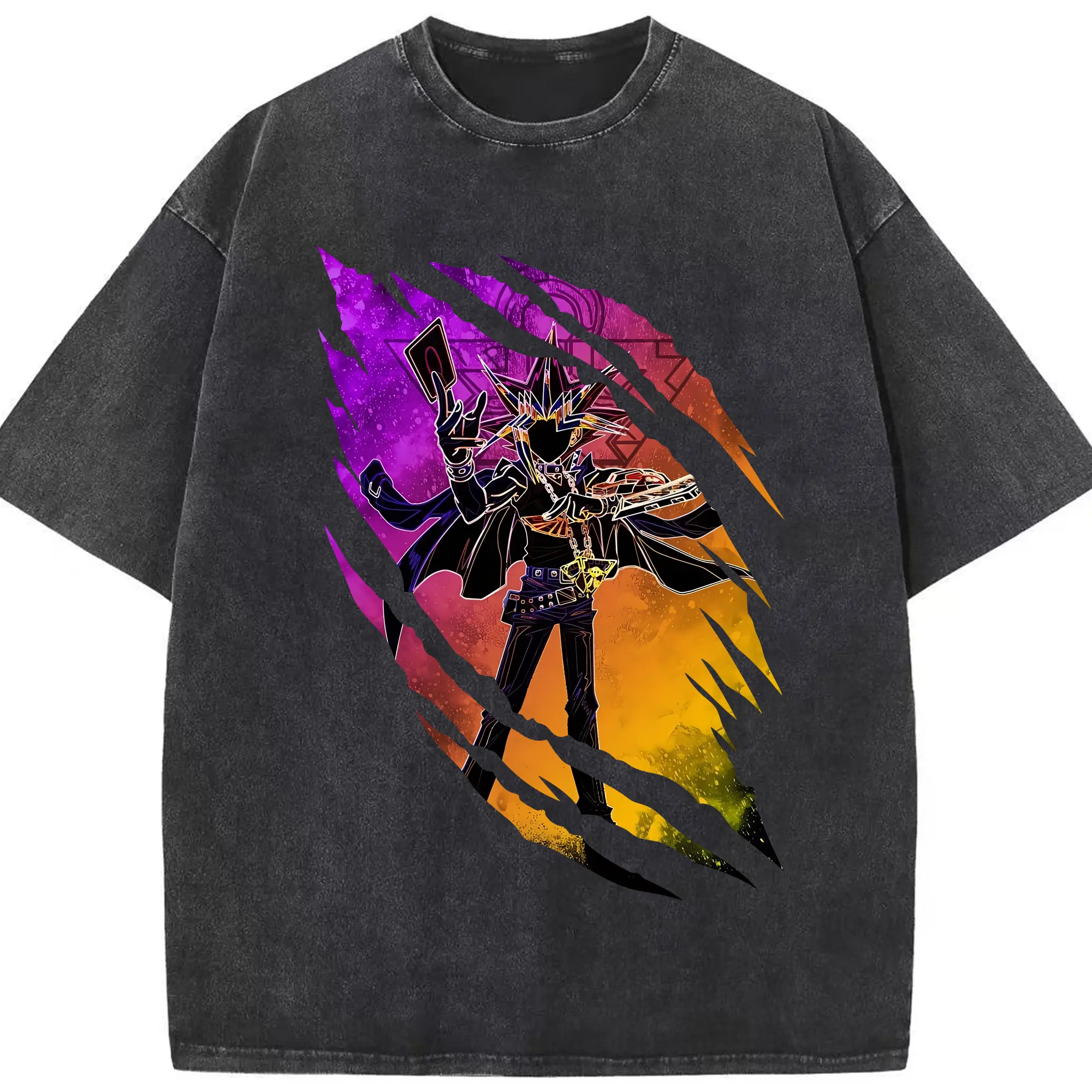 遊☆戯☆王 グッズ,武藤遊戯 - 綿100％ ヴィンテージ風 半袖Tシャツ ・ フロントプリント ・ 柔らか肌触り ・ 通気性 快適 ・ スポーツ カジュアル 外出用