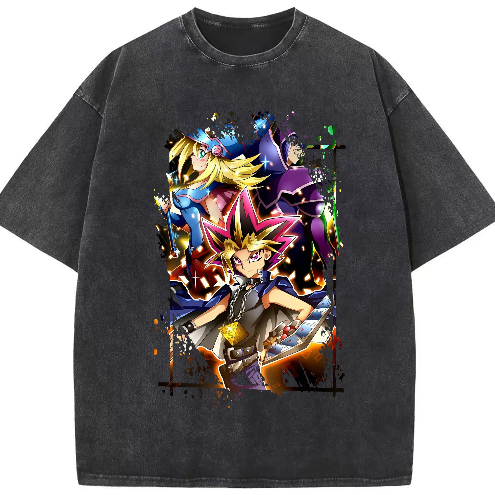 遊☆戯☆王 グッズ,武藤遊戯 - 綿100％ ヴィンテージ風 半袖Tシャツ ・ フロントプリント ・ 柔らか肌触り ・ 通気性 快適 ・ スポーツ カジュアル 外出用