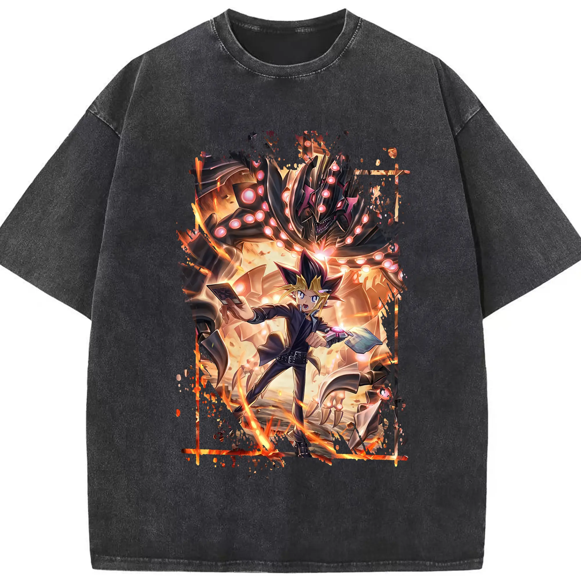 遊☆戯☆王 グッズ,武藤遊戯 - 綿100％ ヴィンテージ風 半袖Tシャツ ・ フロントプリント ・ 柔らか肌触り ・ 通気性 快適 ・ スポーツ カジュアル 外出用