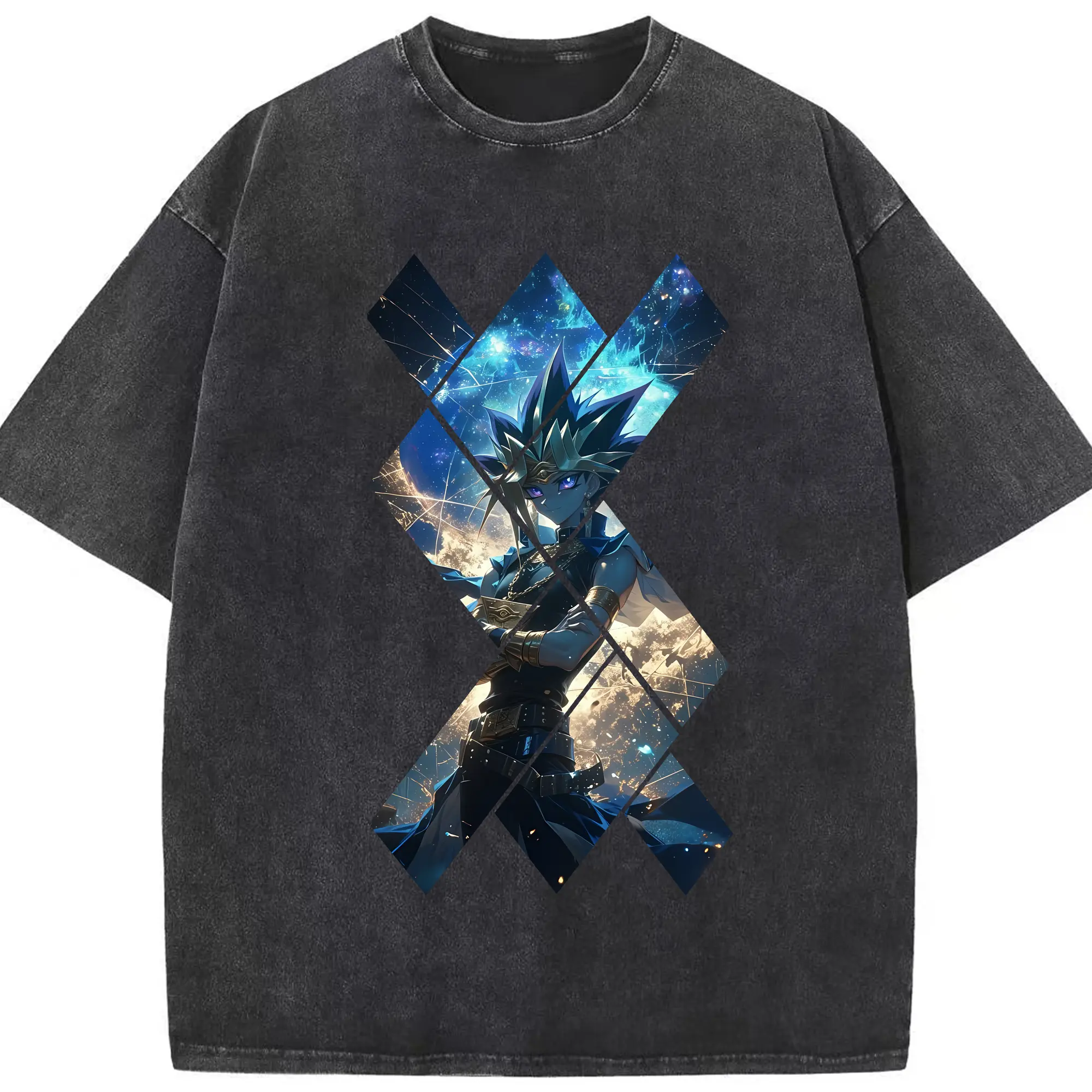 遊☆戯☆王 グッズ,武藤遊戯 - 綿100％ ヴィンテージ風 半袖Tシャツ ・ フロントプリント ・ 柔らか肌触り ・ 通気性 快適 ・ スポーツ カジュアル 外出用