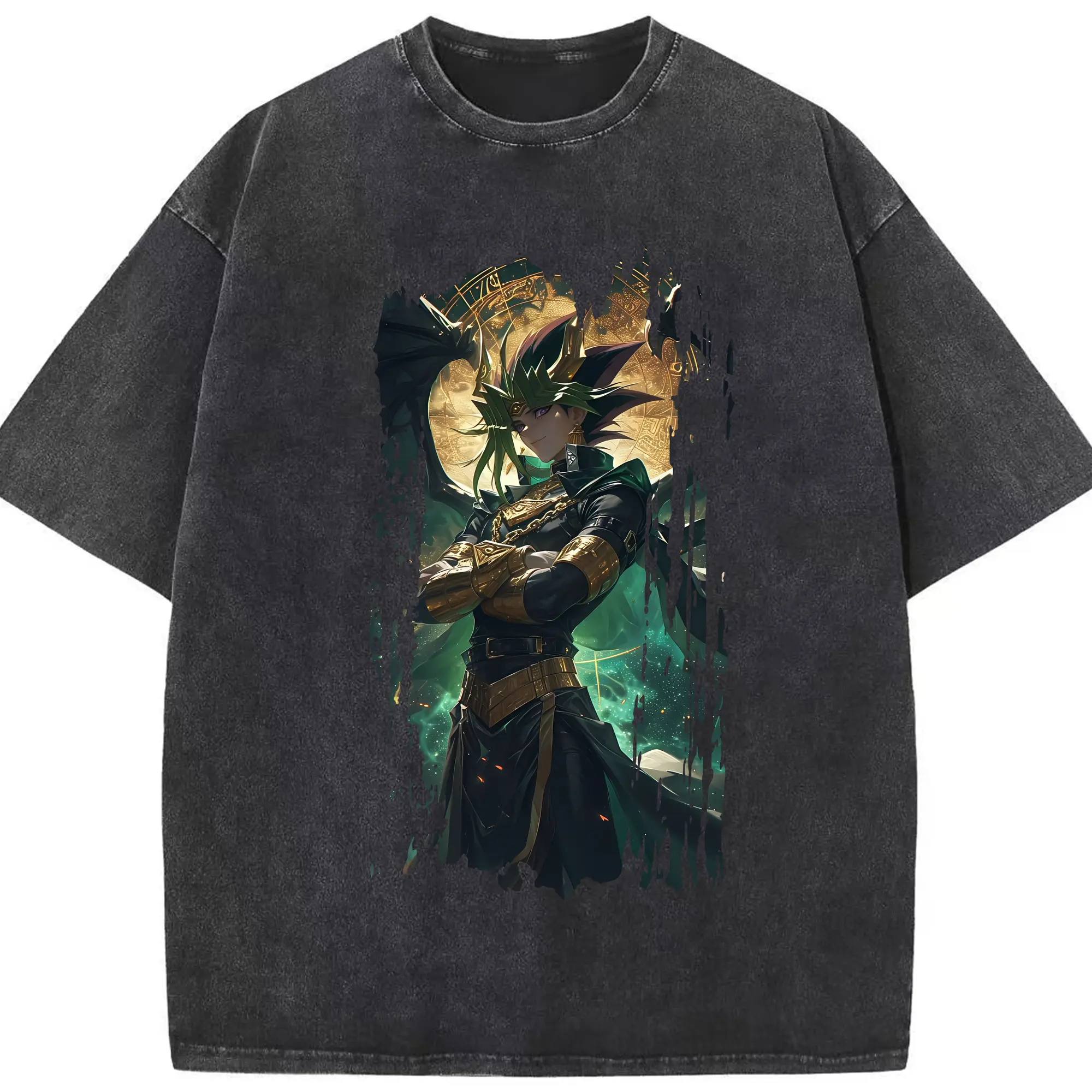 遊☆戯☆王 グッズ,武藤遊戯 - 綿100％ ヴィンテージ風 半袖Tシャツ ・ フロントプリント ・ 柔らか肌触り ・ 通気性 快適 ・ スポーツ カジュアル 外出用