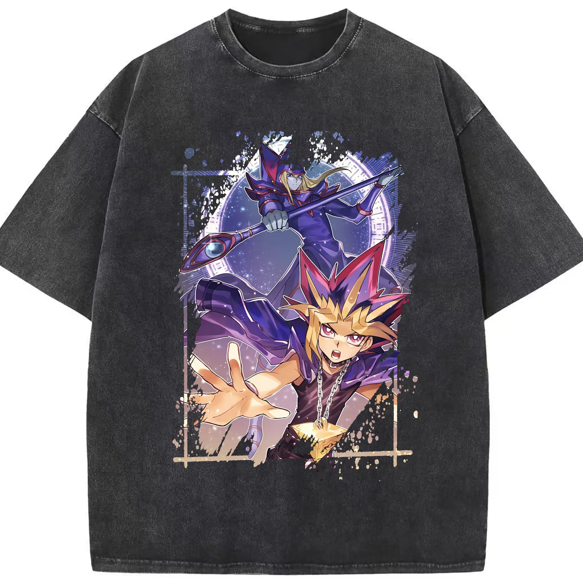 遊☆戯☆王 グッズ,武藤遊戯 - 綿100％ ヴィンテージ風 半袖Tシャツ ・ フロントプリント ・ 柔らか肌触り ・ 通気性 快適 ・ スポーツ カジュアル 外出用