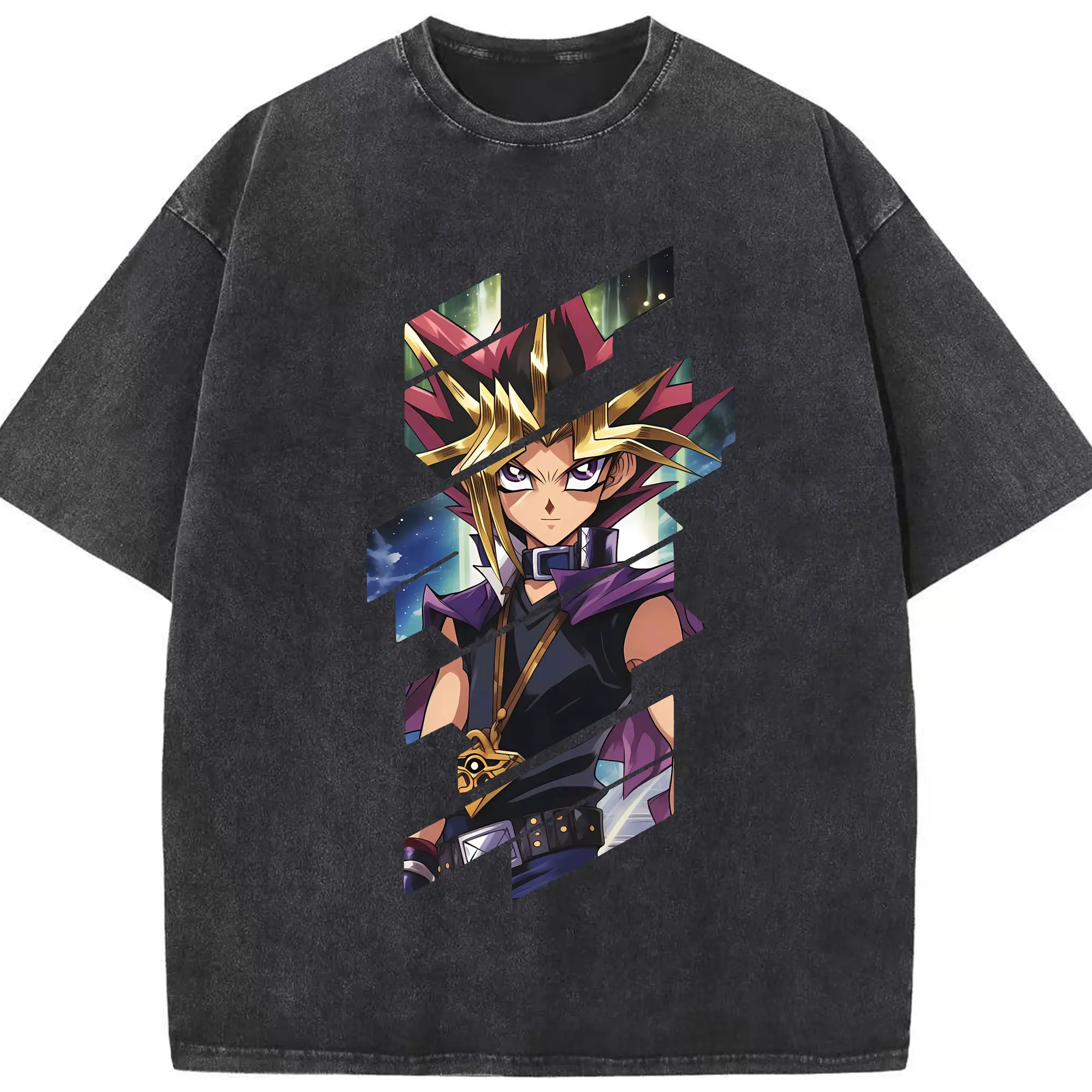 遊☆戯☆王 グッズ,武藤遊戯 - 綿100％ ヴィンテージ風 半袖Tシャツ ・ フロントプリント ・ 柔らか肌触り ・ 通気性 快適 ・ スポーツ カジュアル 外出用