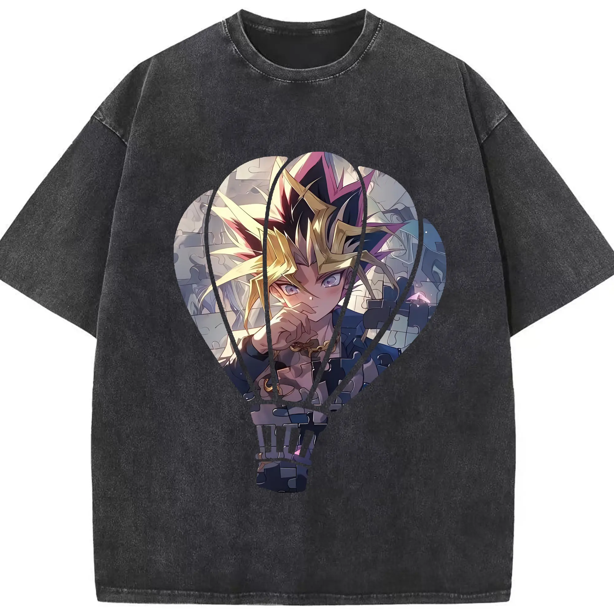 遊☆戯☆王 グッズ,武藤遊戯 - 綿100％ ヴィンテージ風 半袖Tシャツ ・ フロントプリント ・ 柔らか肌触り ・ 通気性 快適 ・ スポーツ カジュアル 外出用