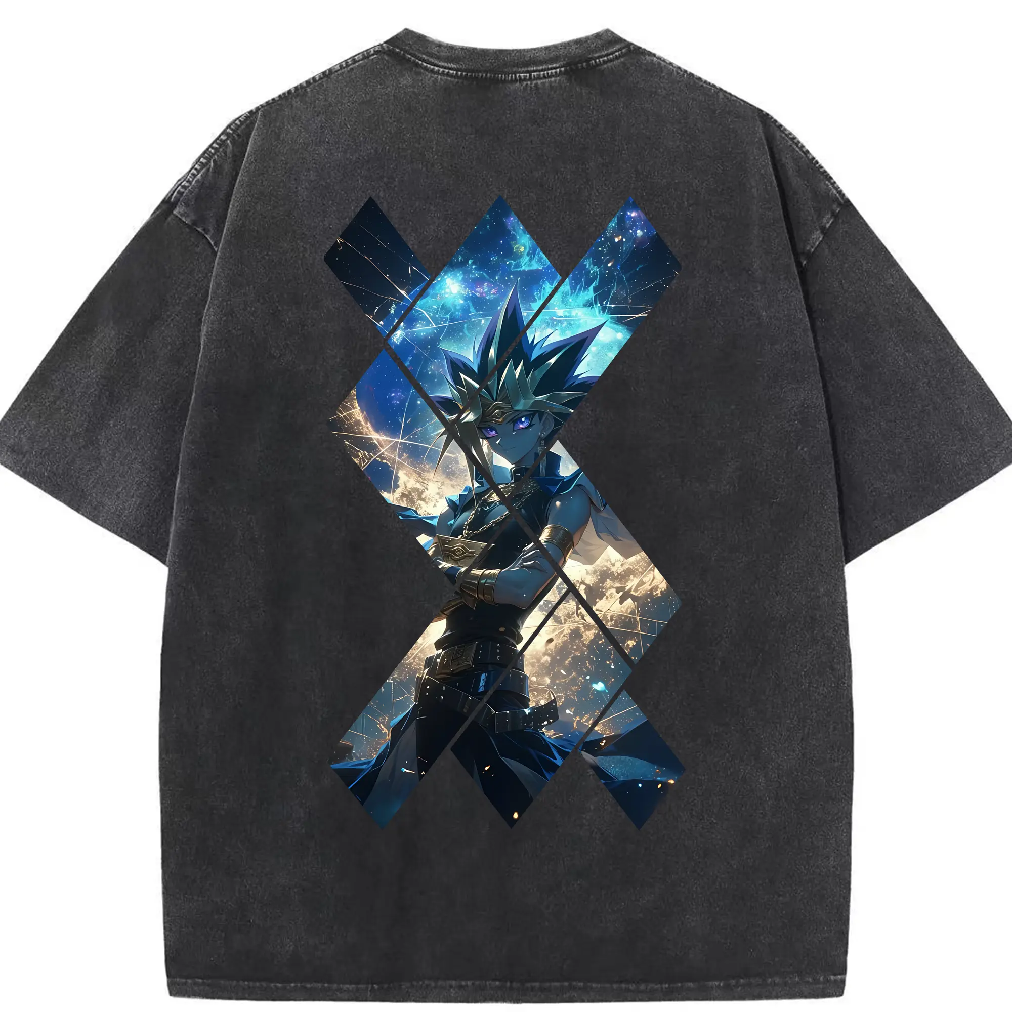 遊☆戯☆王 グッズ,武藤遊戯 - 綿100％ ヴィンテージ風 半袖Tシャツ ・ 背面プリント ・ 柔らか肌触り ・ 通気性 快適 ・ スポーツ カジュアル 外出用