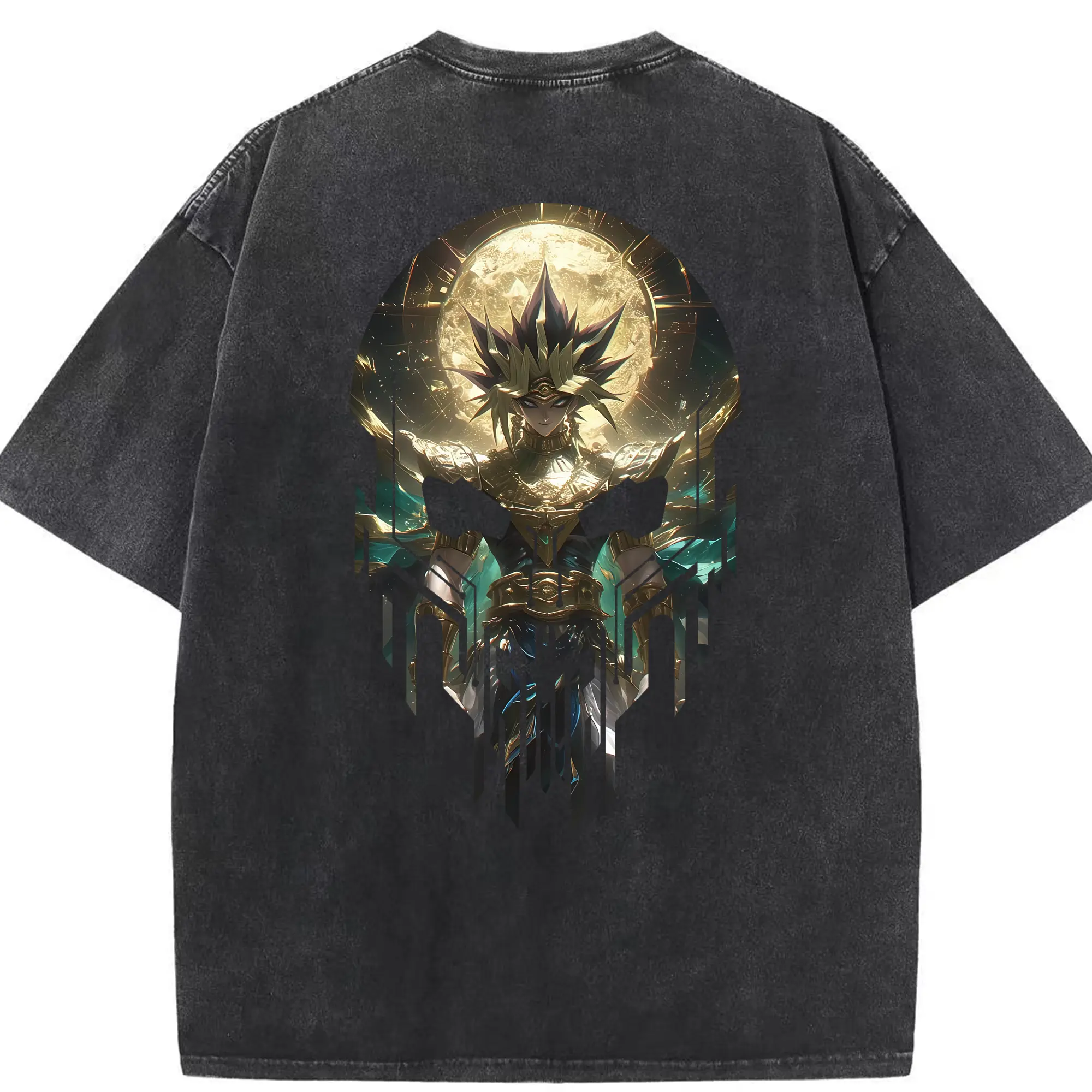 遊☆戯☆王 グッズ,武藤遊戯 - 綿100％ ヴィンテージ風 半袖Tシャツ ・ 背面プリント ・ 柔らか肌触り ・ 通気性 快適 ・ スポーツ カジュアル 外出用