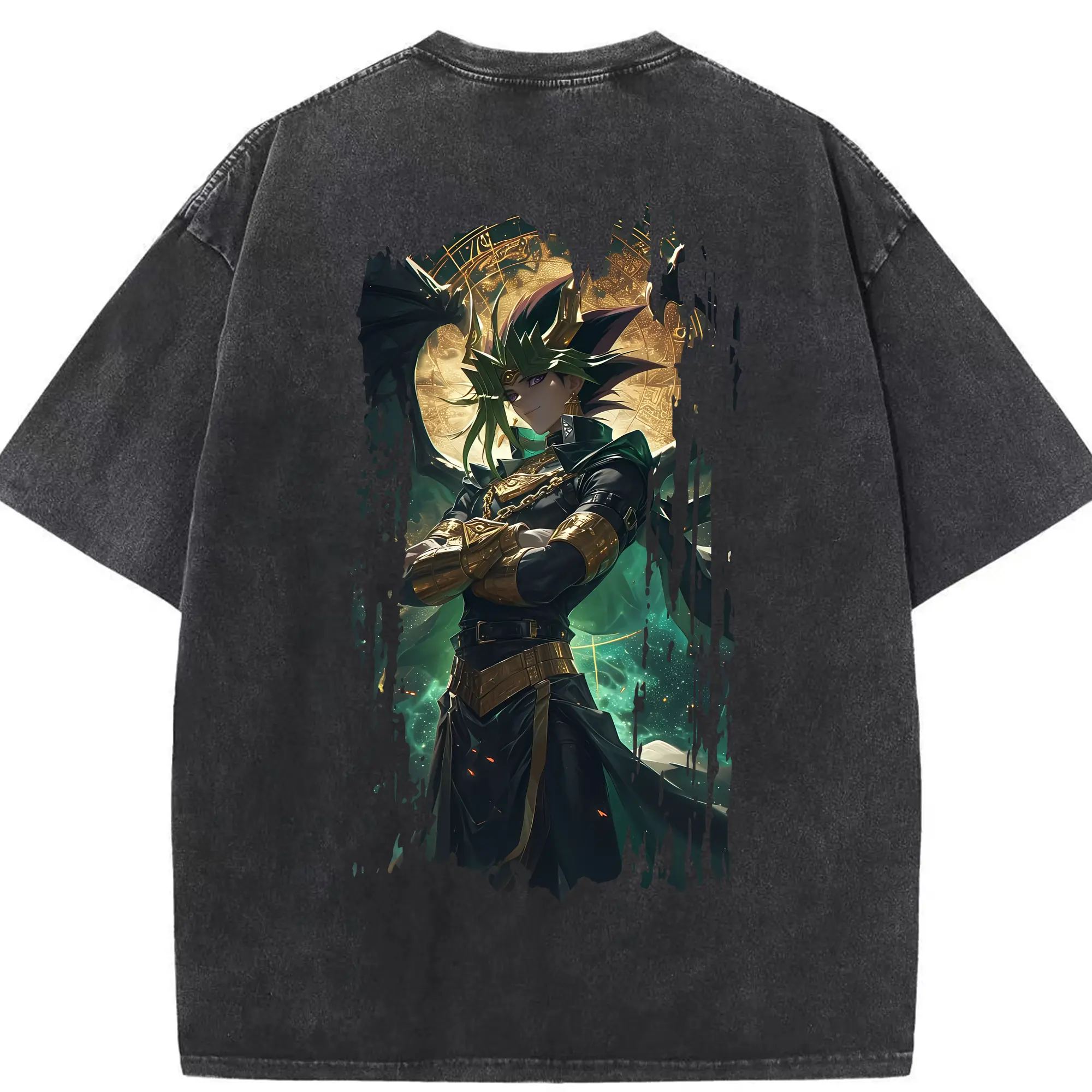 遊☆戯☆王 グッズ,武藤遊戯 - 綿100％ ヴィンテージ風 半袖Tシャツ ・ 背面プリント ・ 柔らか肌触り ・ 通気性 快適 ・ スポーツ カジュアル 外出用