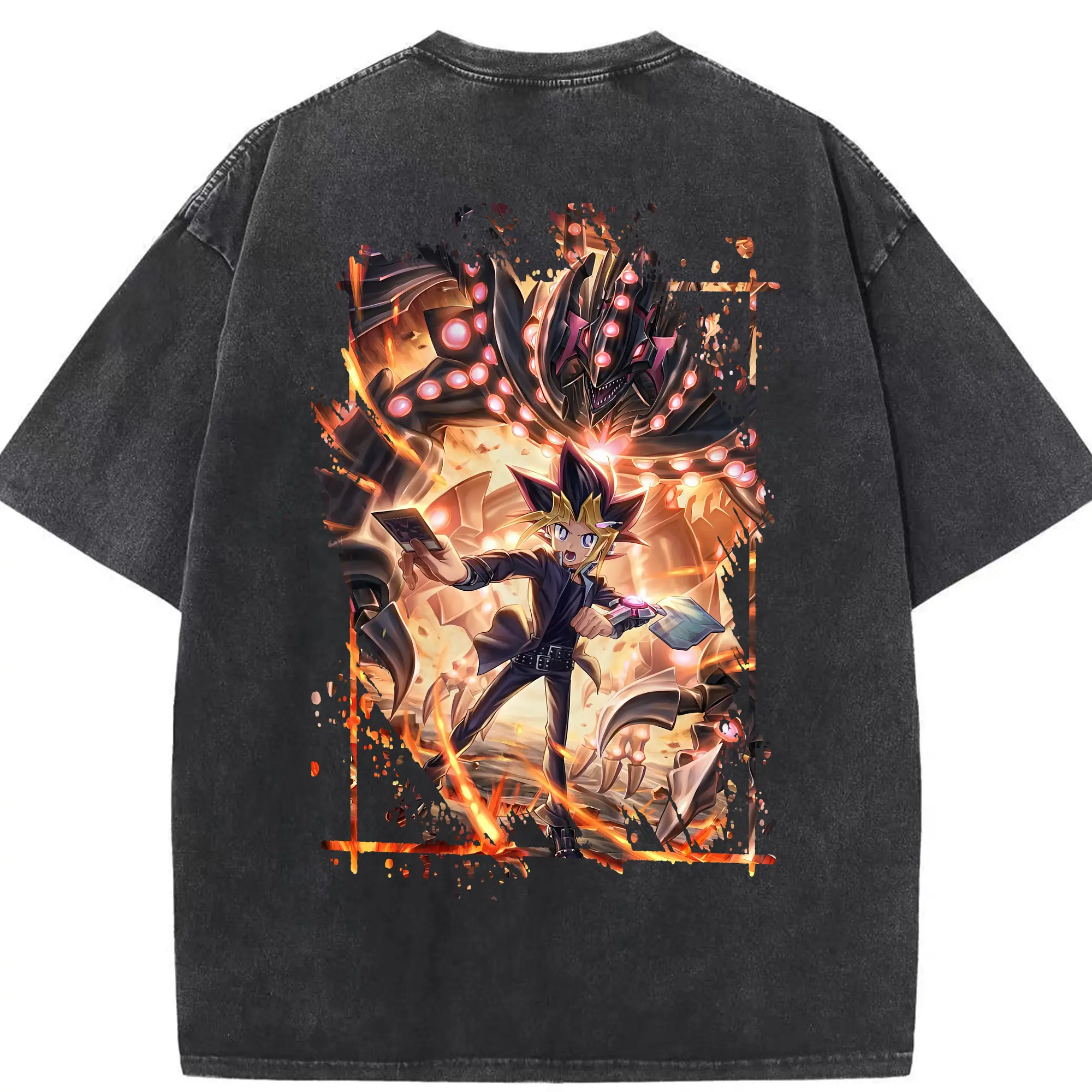遊☆戯☆王 グッズ,武藤遊戯 - 綿100％ ヴィンテージ風 半袖Tシャツ ・ 背面プリント ・ 柔らか肌触り ・ 通気性 快適 ・ スポーツ カジュアル 外出用