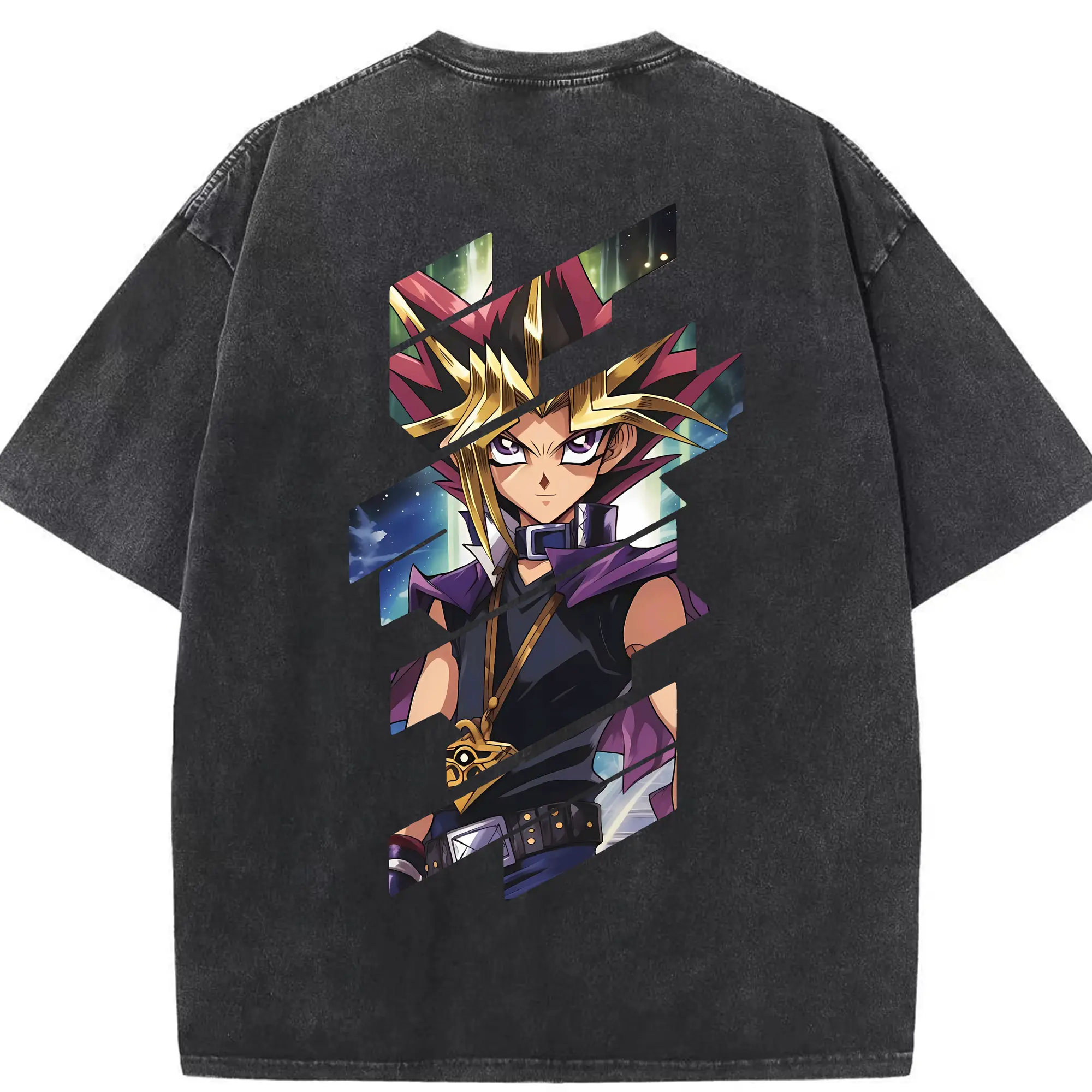 遊☆戯☆王 グッズ,武藤遊戯 - 綿100％ ヴィンテージ風 半袖Tシャツ ・ 背面プリント ・ 柔らか肌触り ・ 通気性 快適 ・ スポーツ カジュアル 外出用